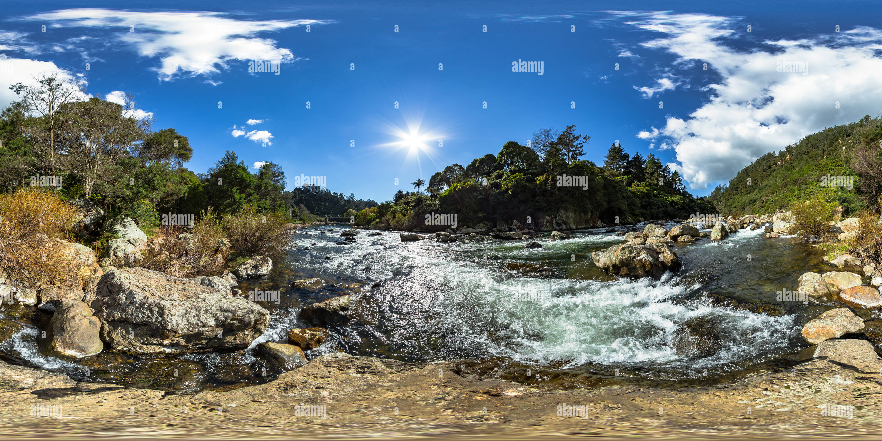 360 Grad Panorama Ansicht von Ohinemuri Fluss - Die Krone Gruben - Karangahake Schlucht - Waikino - Coromandel Halbinsel - Waikato, Neuseeland