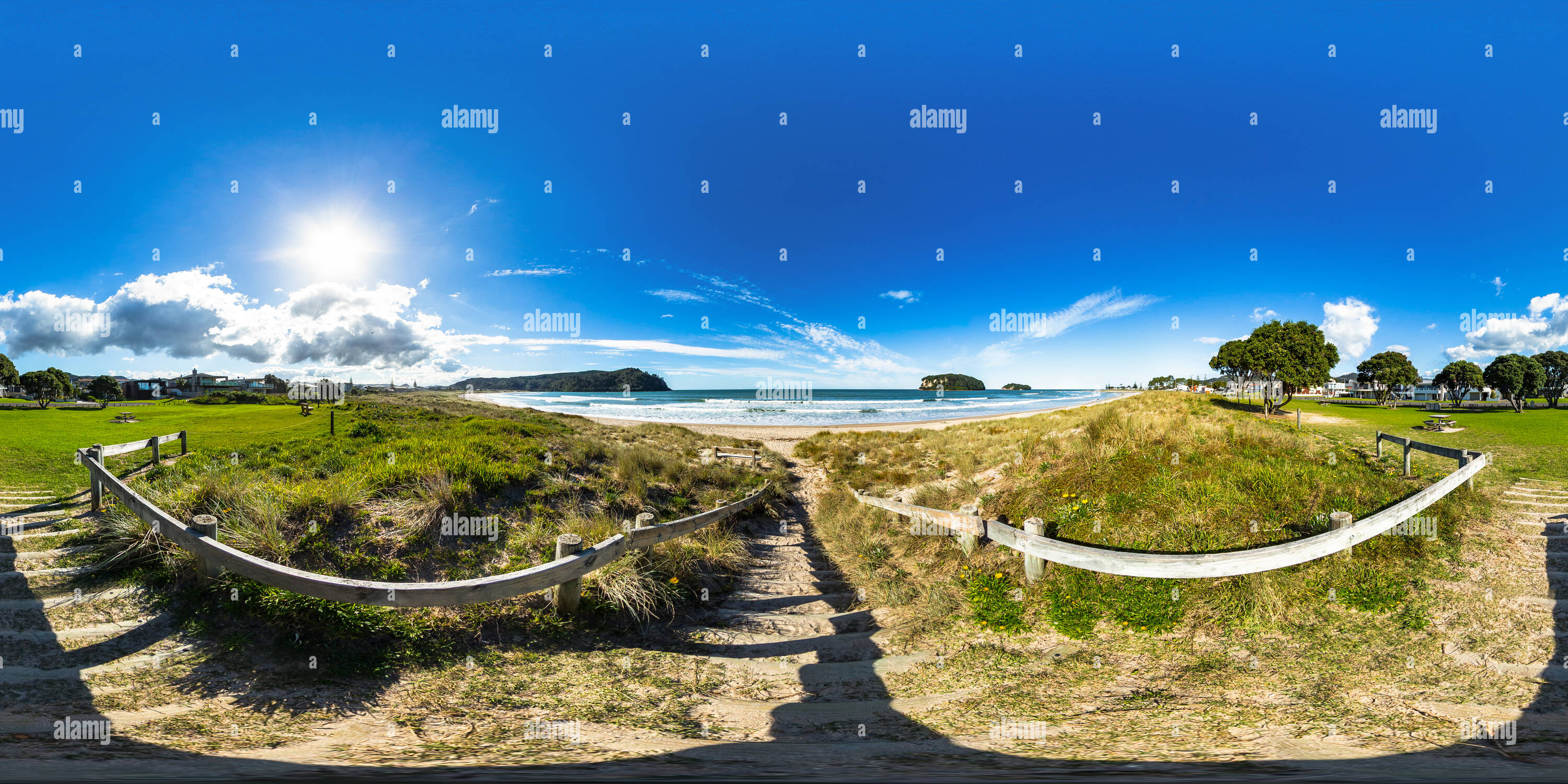 360 Grad Panorama Ansicht von Zugang zum Strand - Whangamata Whangamata - Coromandel Halbinsel - Waikato, Neuseeland