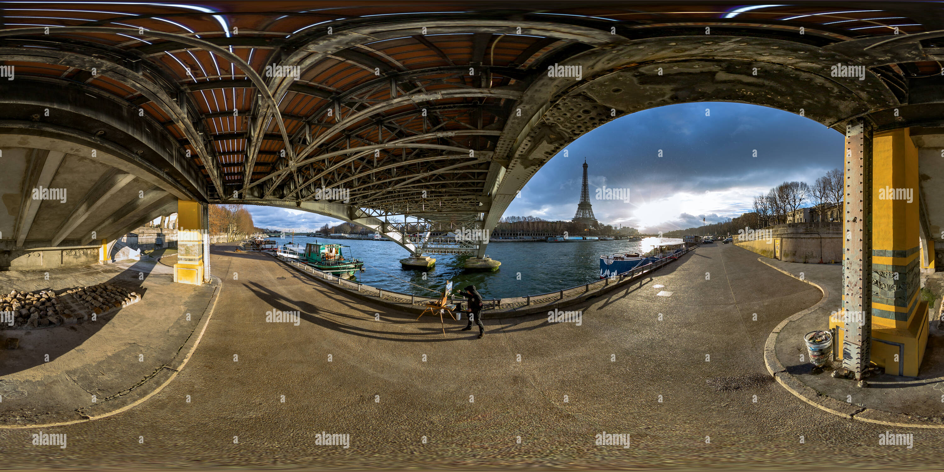 360 Grad Panorama Ansicht von Unter Passerelle Debilly Debilly - Fußgängerbrücke - Seine - Paris - Frankreich