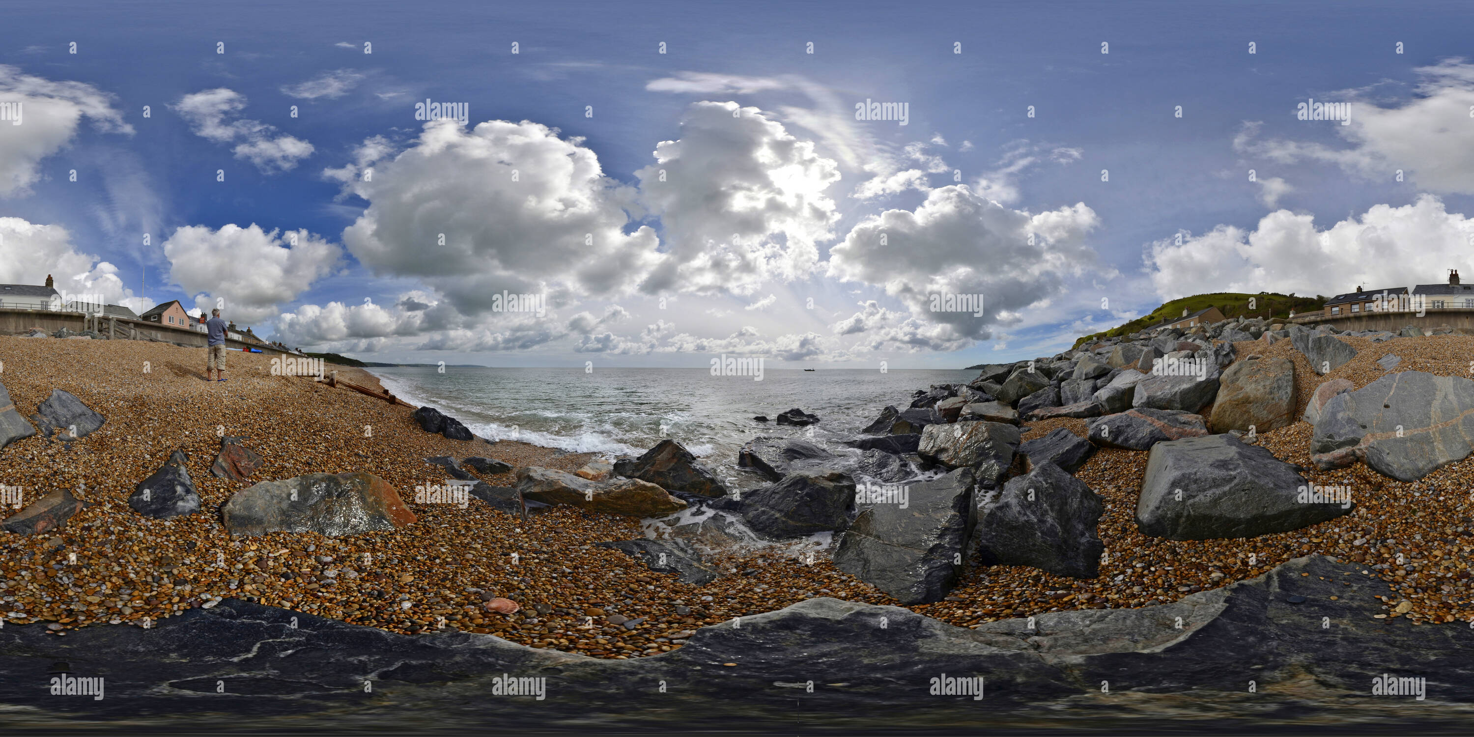 360 Grad Panorama Ansicht von Beesands Strand wie South End Start Bay Devon South Hams,