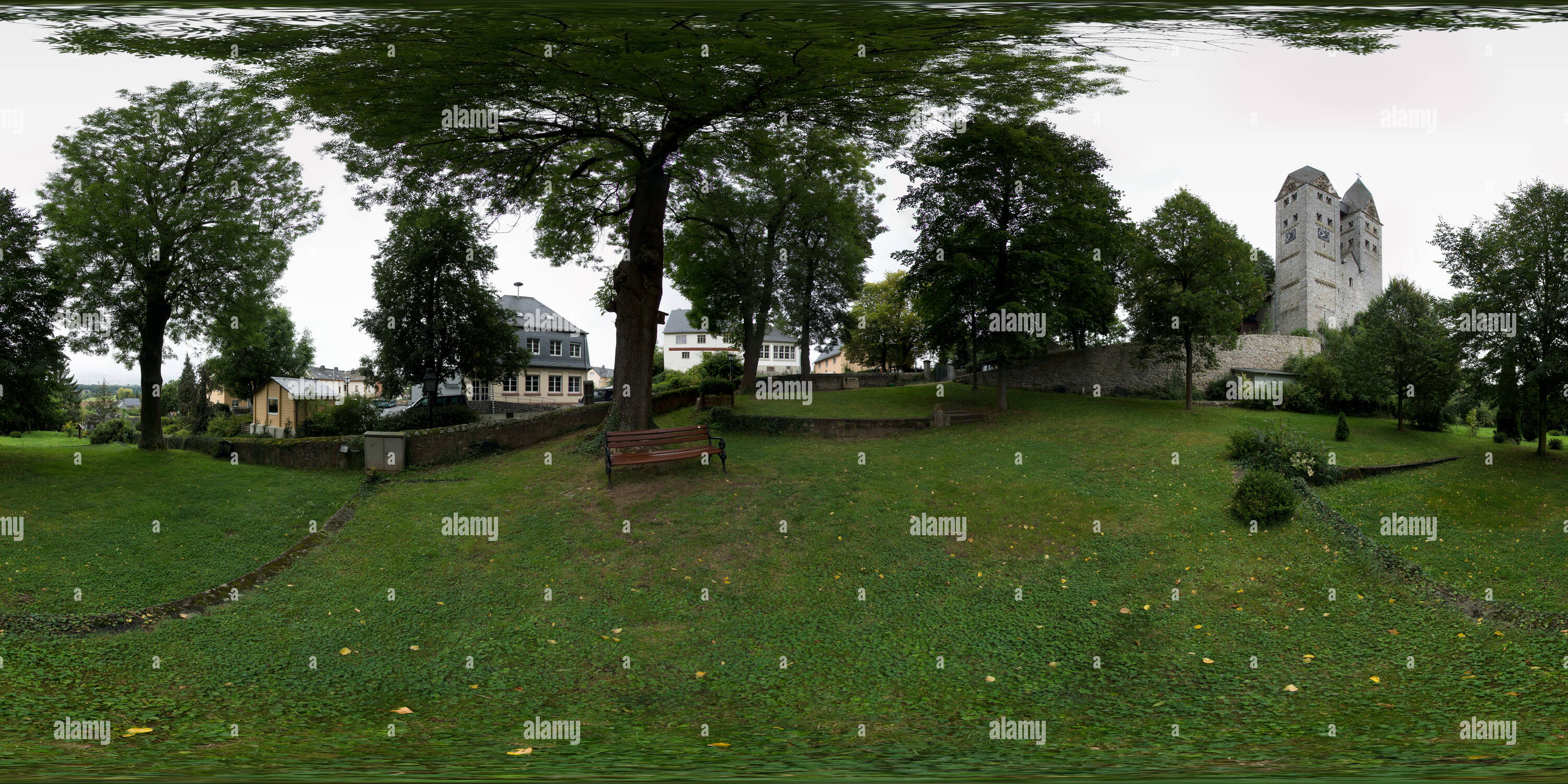 360 Grad Panorama Ansicht von St. Lubentius Basilika (II), Dietkirchen (Lahn), 2017-08