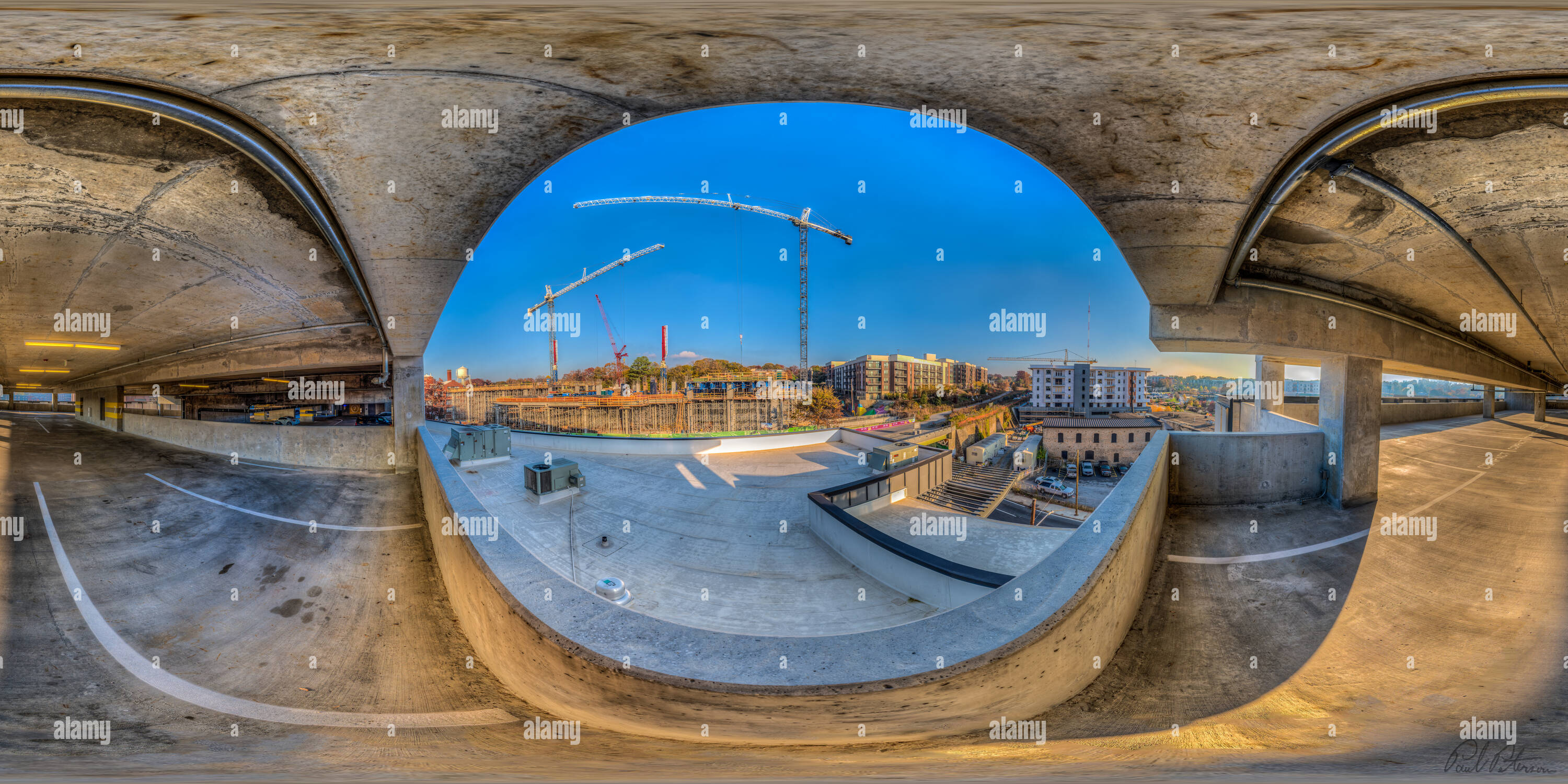360 Grad Panorama Ansicht von Konstruktion neben Ponce City Market in Atlanta, Georgia