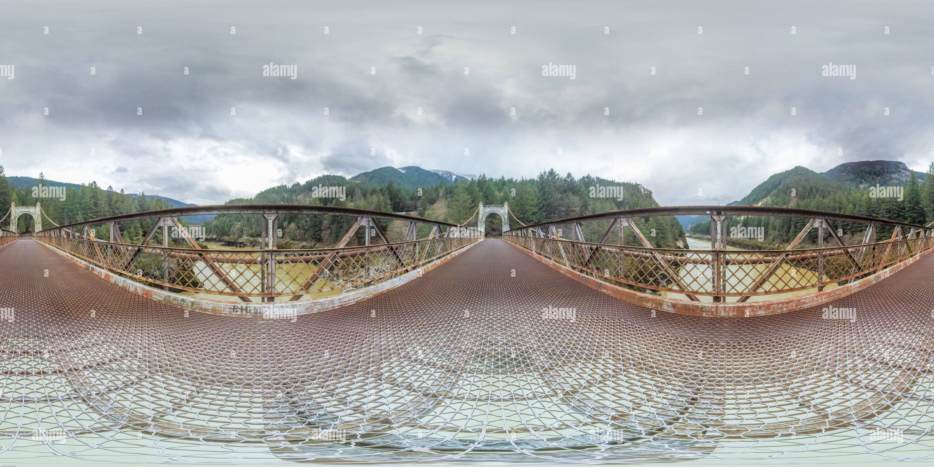 360 Grad Panorama Ansicht von Alte Alexandra Brücke, British Columbia, Kanada