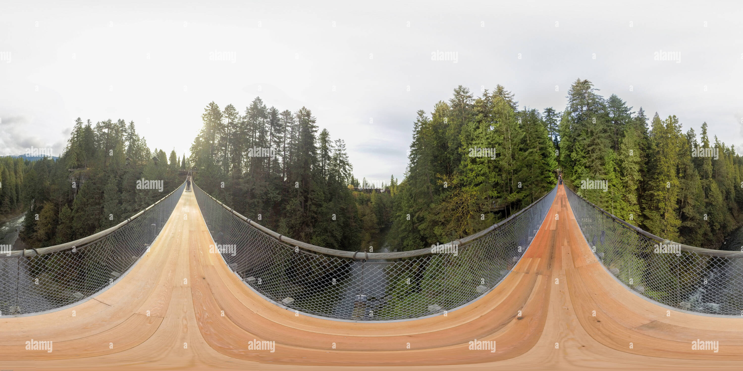 360 Grad Panorama Ansicht von Capilano Suspension Bridge, BC, Kanada