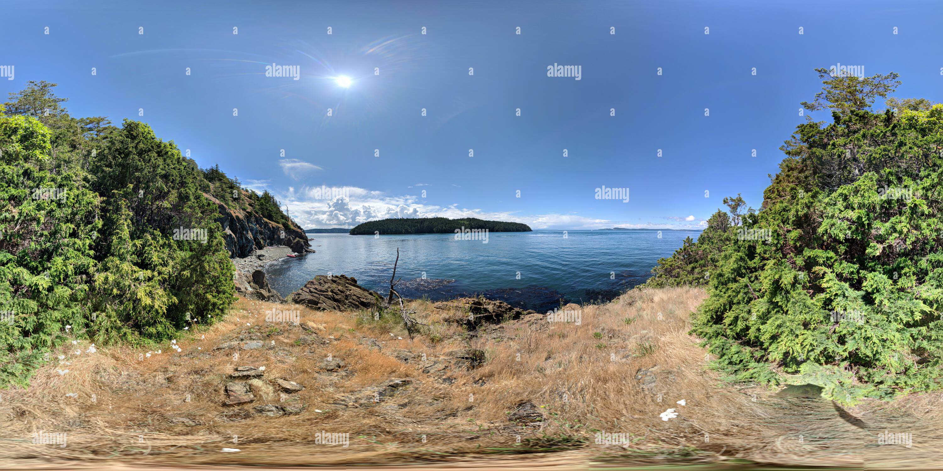 360 Grad Panorama Ansicht von Burrows Insel, Puget Sound, WA