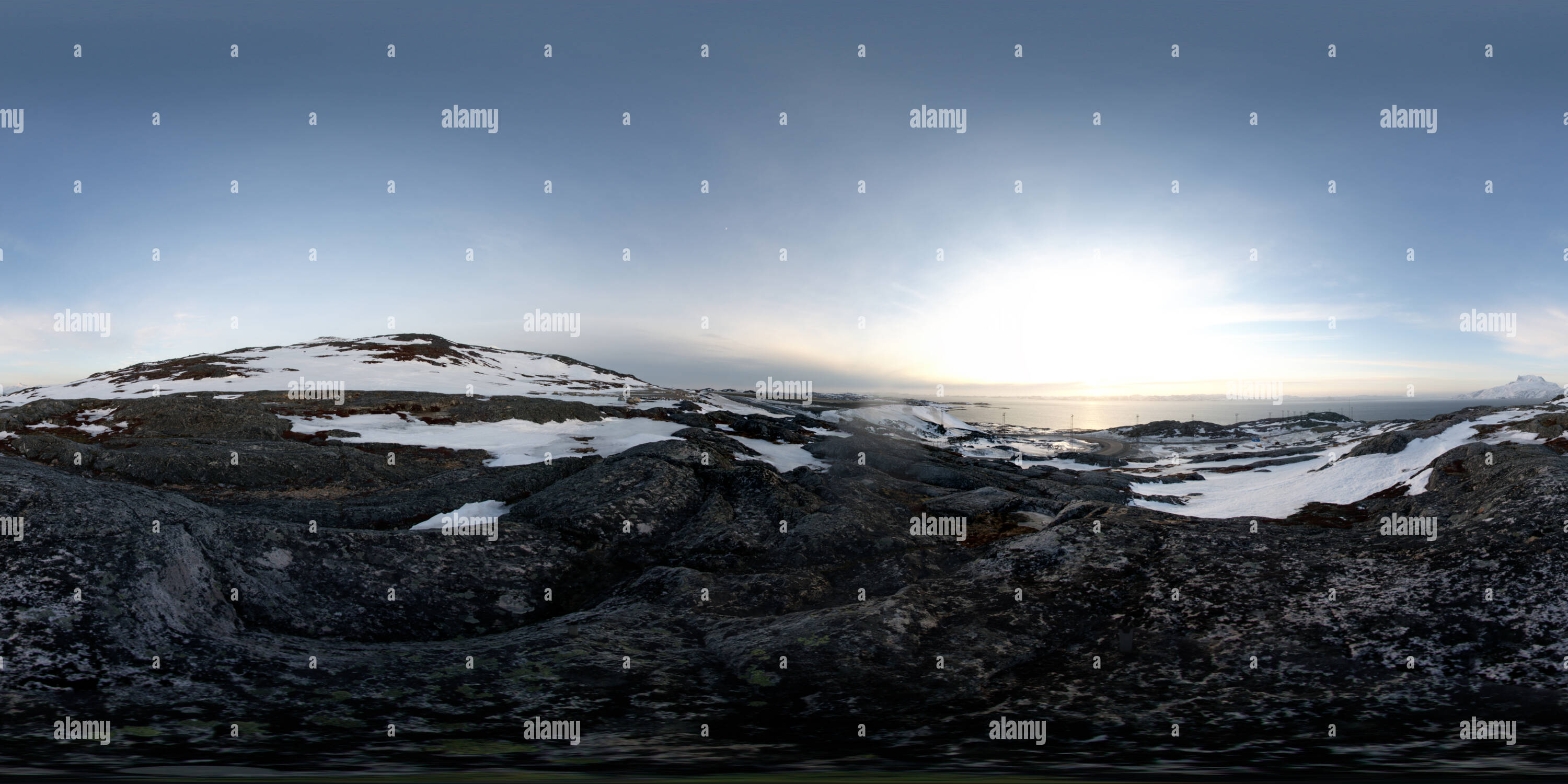 360 Grad Panorama Ansicht von Nuuk Flughafen aus dem Norden