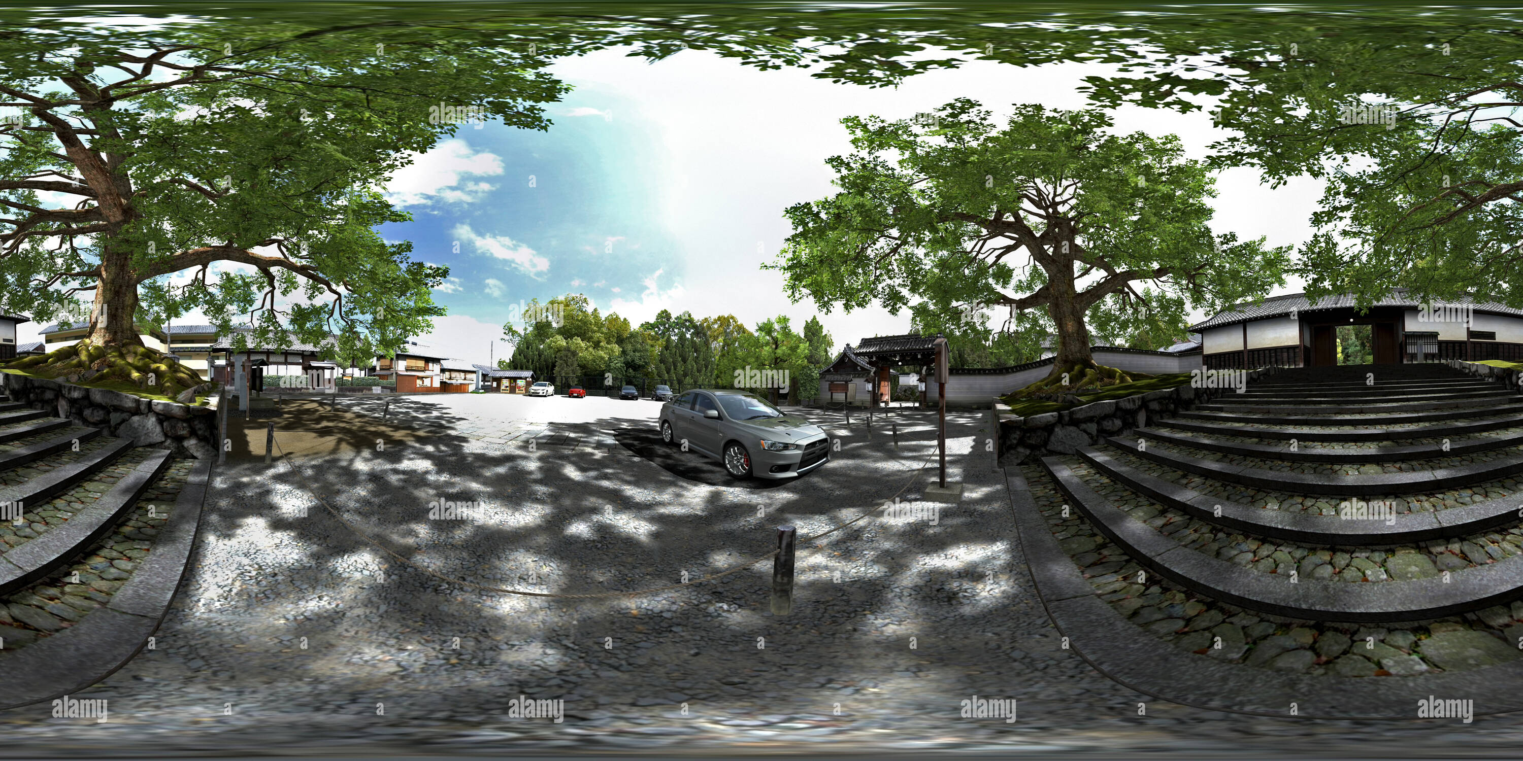 360 Grad Panorama Ansicht von Lancer im Japanischen Garten (Gran Turismo 5 video game Image)