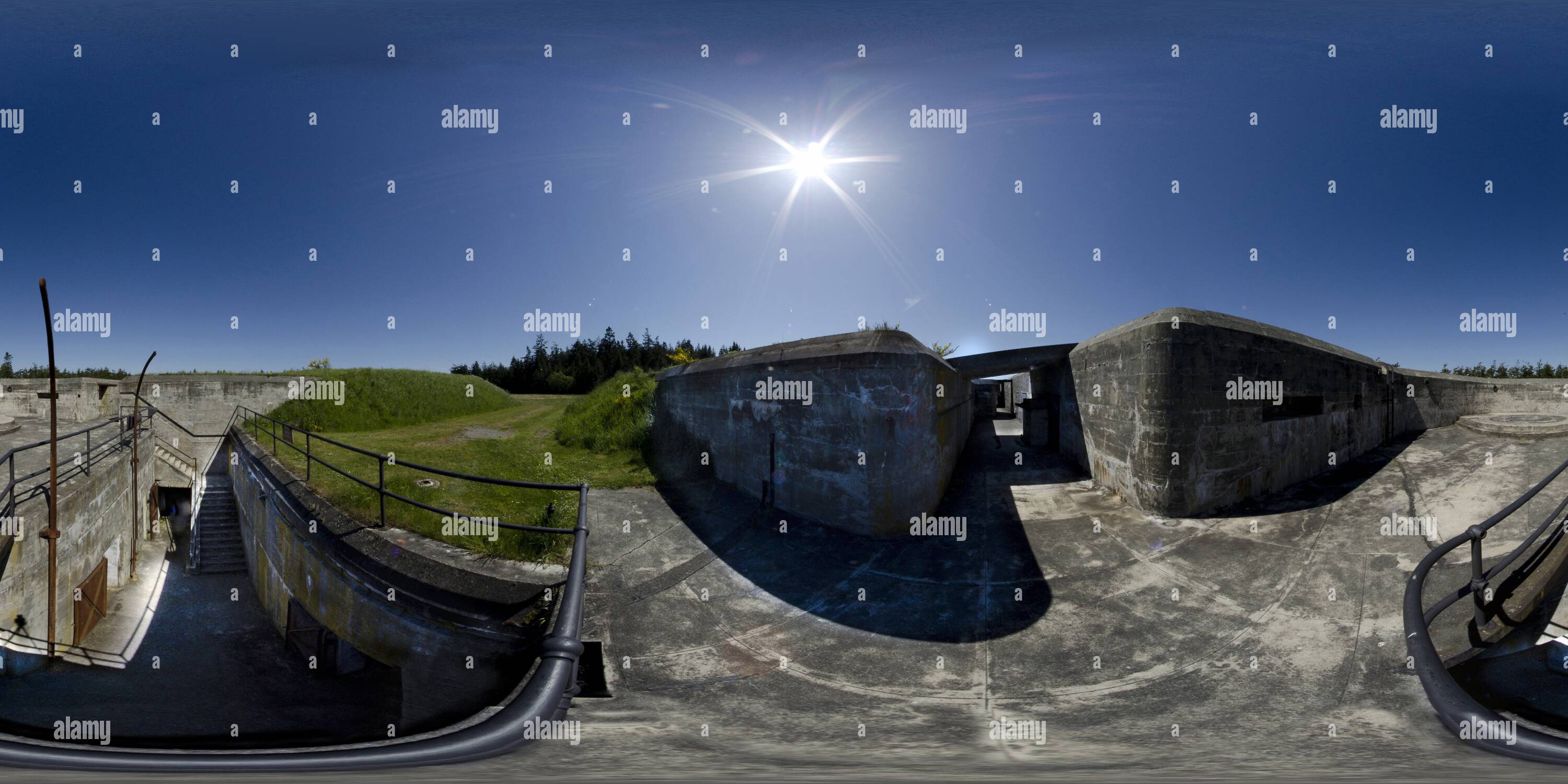 360 Grad Panorama Ansicht von Batterie Revere, Gun #1 - Fort Flagler State Park, Washington