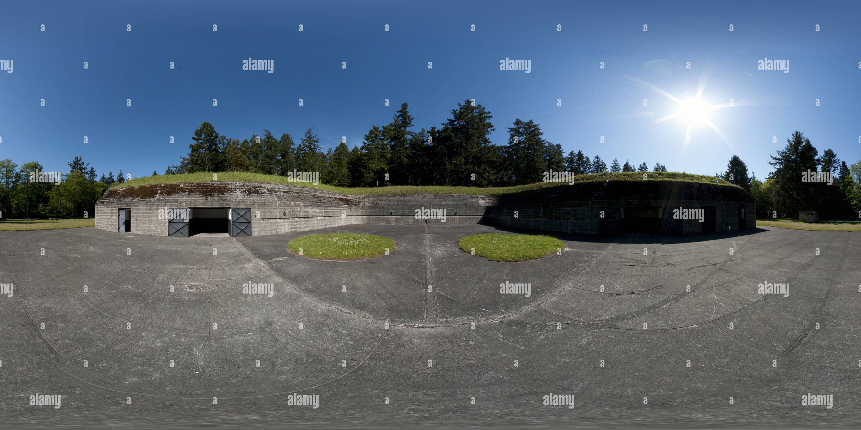 360 Grad Panorama Ansicht von Batterie Bankhead, Pit B-Fort Flagler State Park, Washington