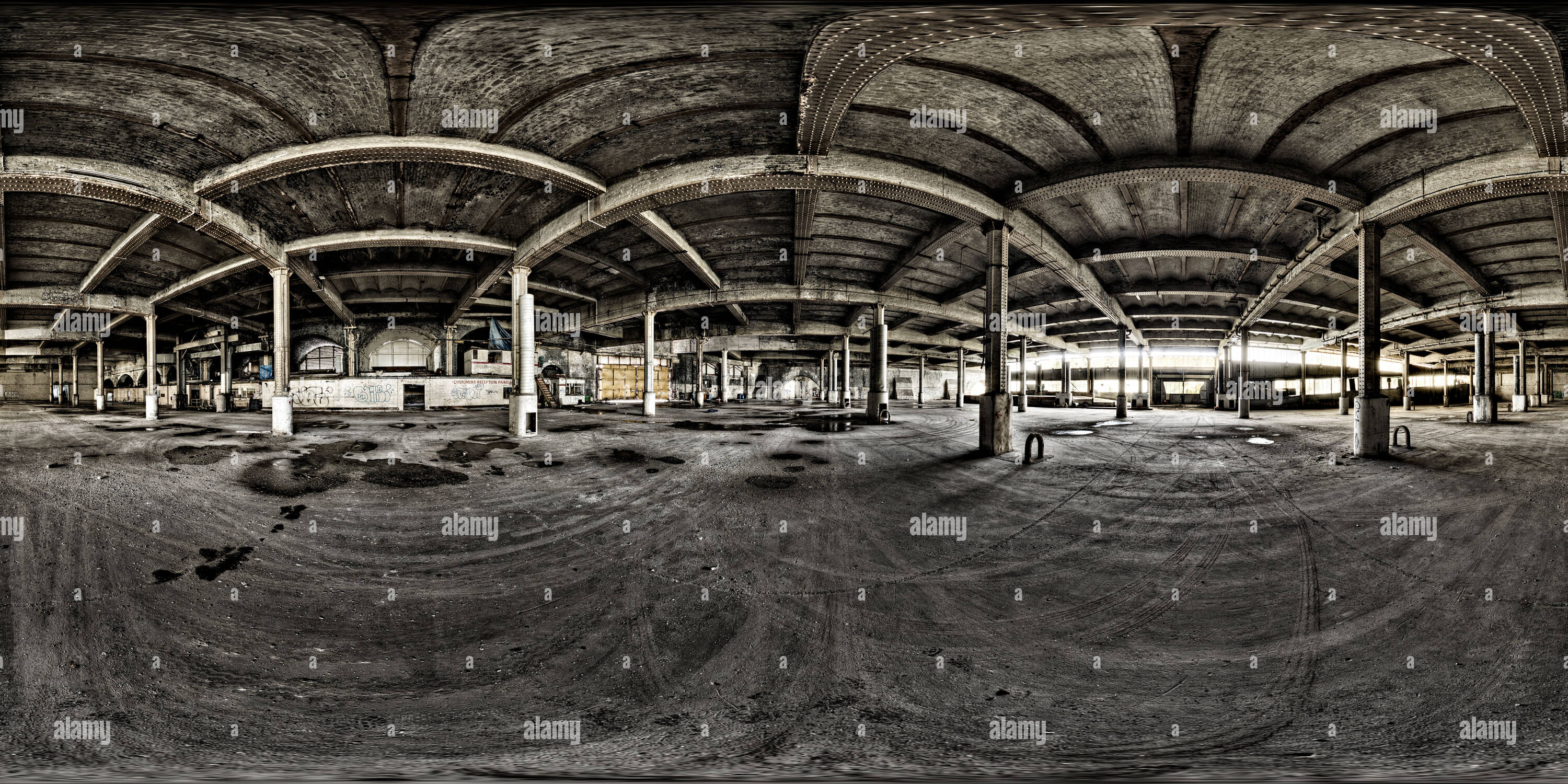 360 Grad Panorama Ansicht von In Mayfield Depot, in der Nähe der Bahnhof Piccadilly, Manchester