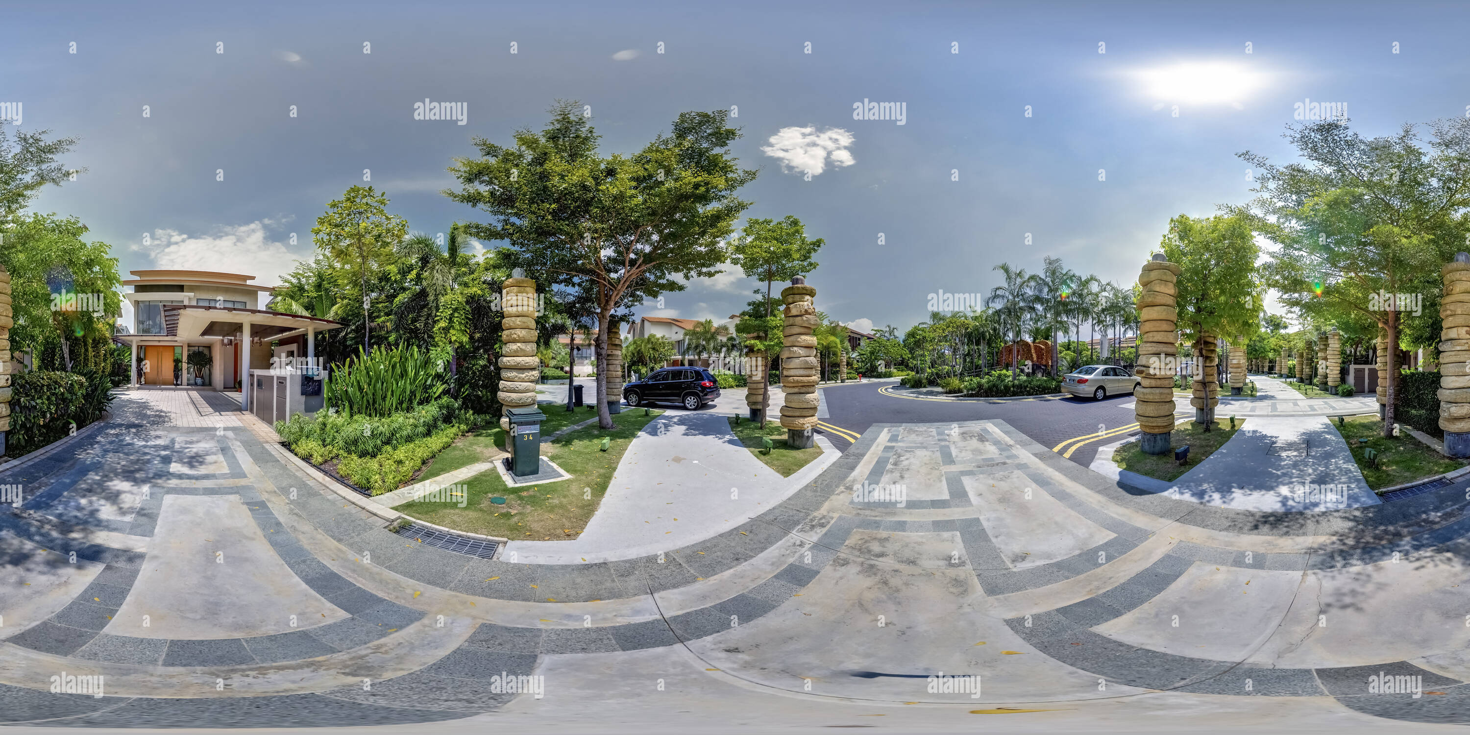 360 Grad Panorama Ansicht von Paradies Insel Sentosa Cove Singapur