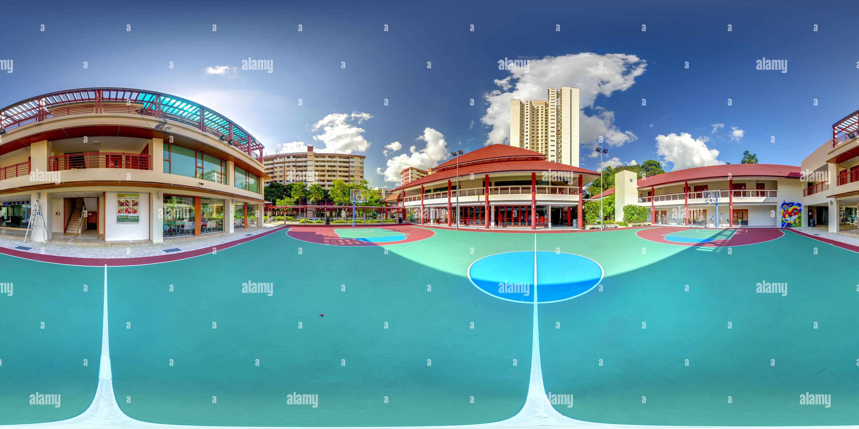 360 Grad Panorama Ansicht von Basketballplatz in Cheng San Gemeinschaft Club