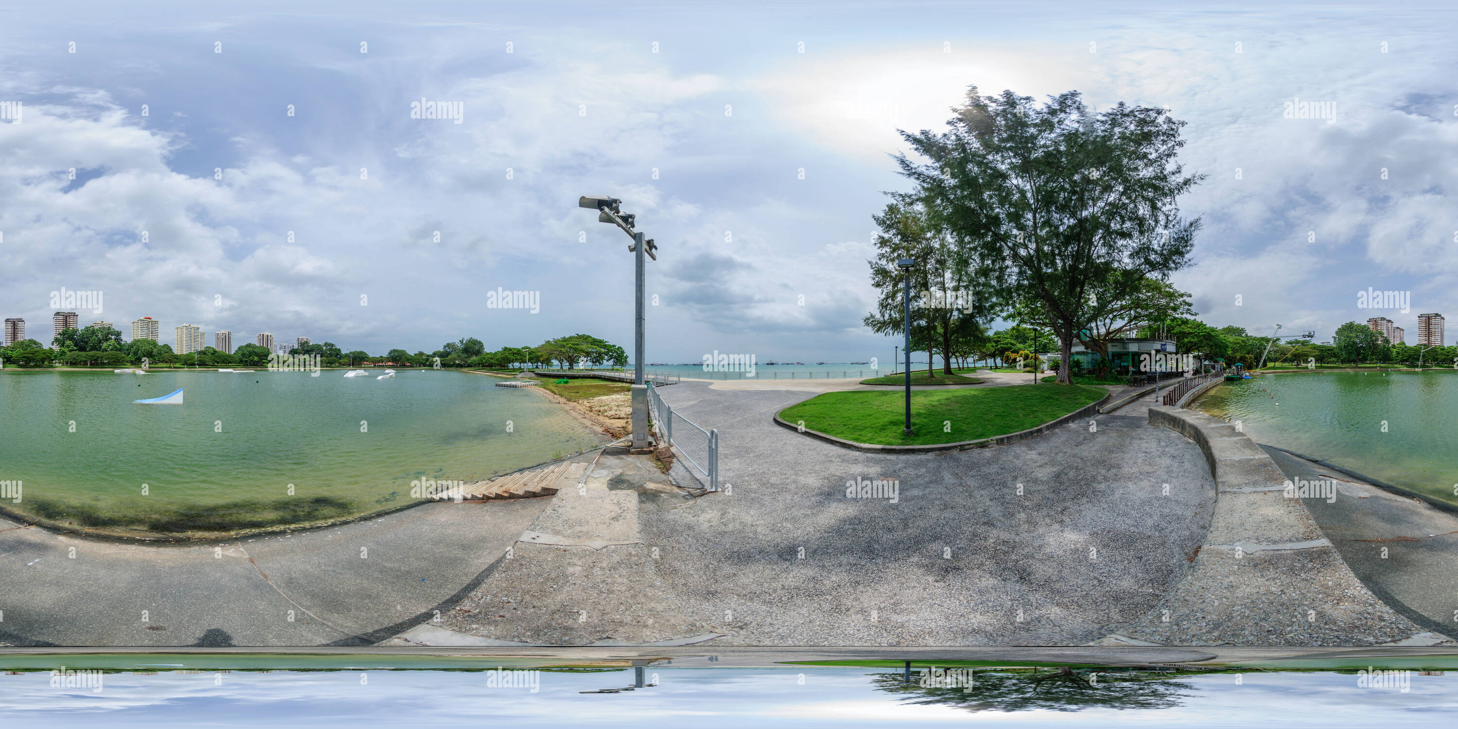 360 Grad Panorama Ansicht von Singapurs Cable-Ski Park