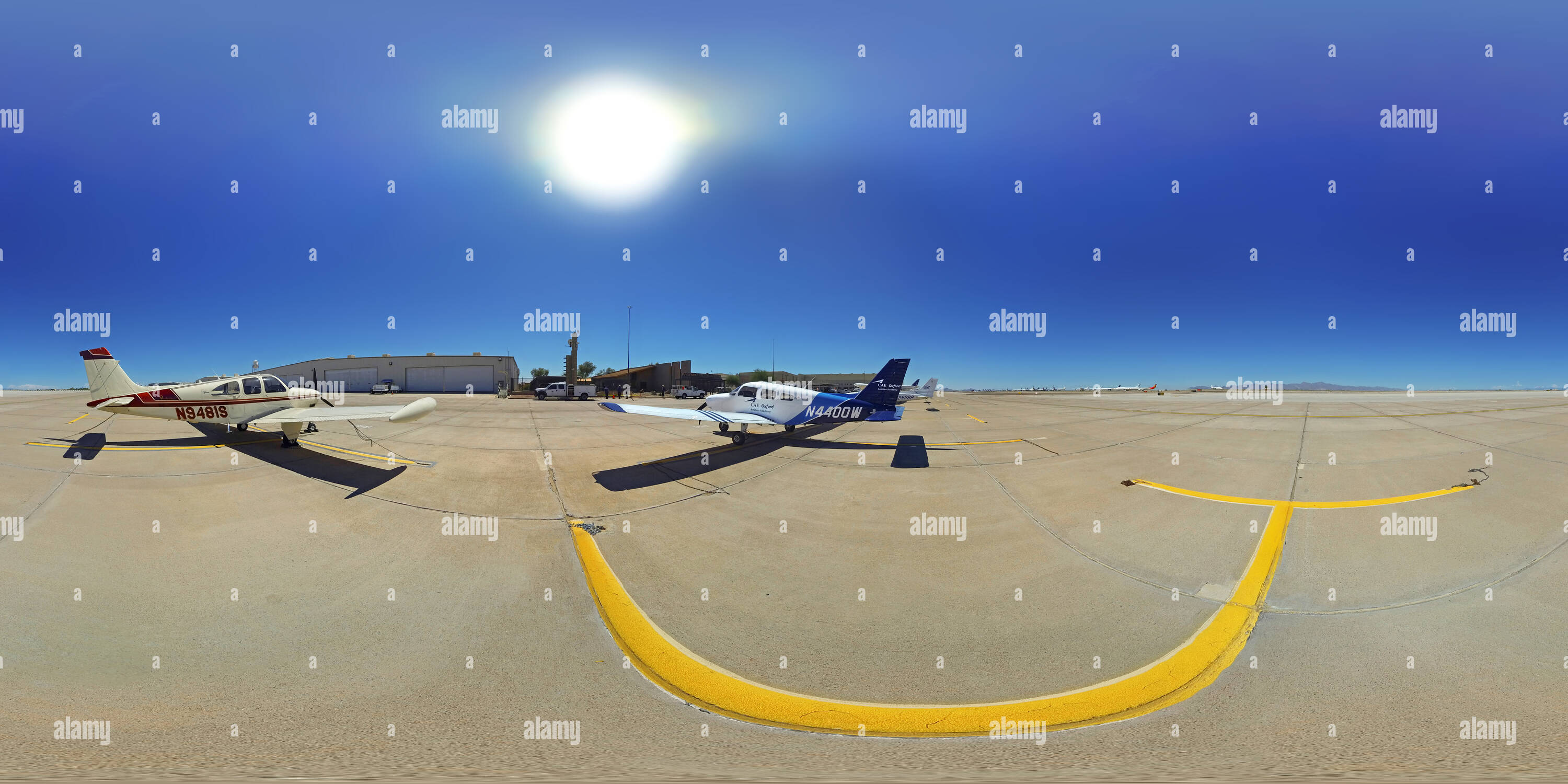 360 Grad Panorama Ansicht von Goodyear Airport, General Aviation, Phoenix