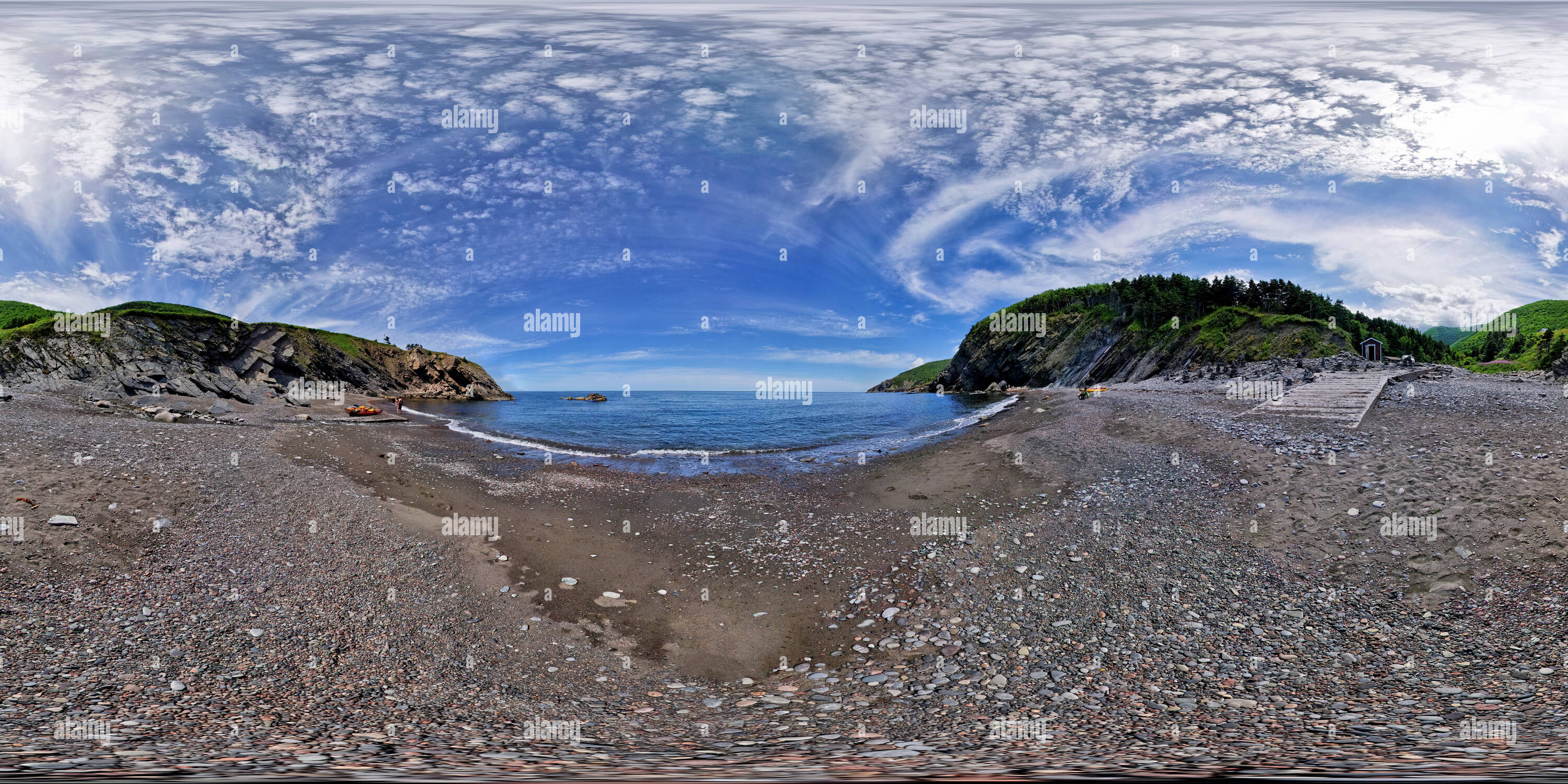 360 Grad Panorama Ansicht von Fleisch Cove, Cape Breton Island, Nova Scotia.