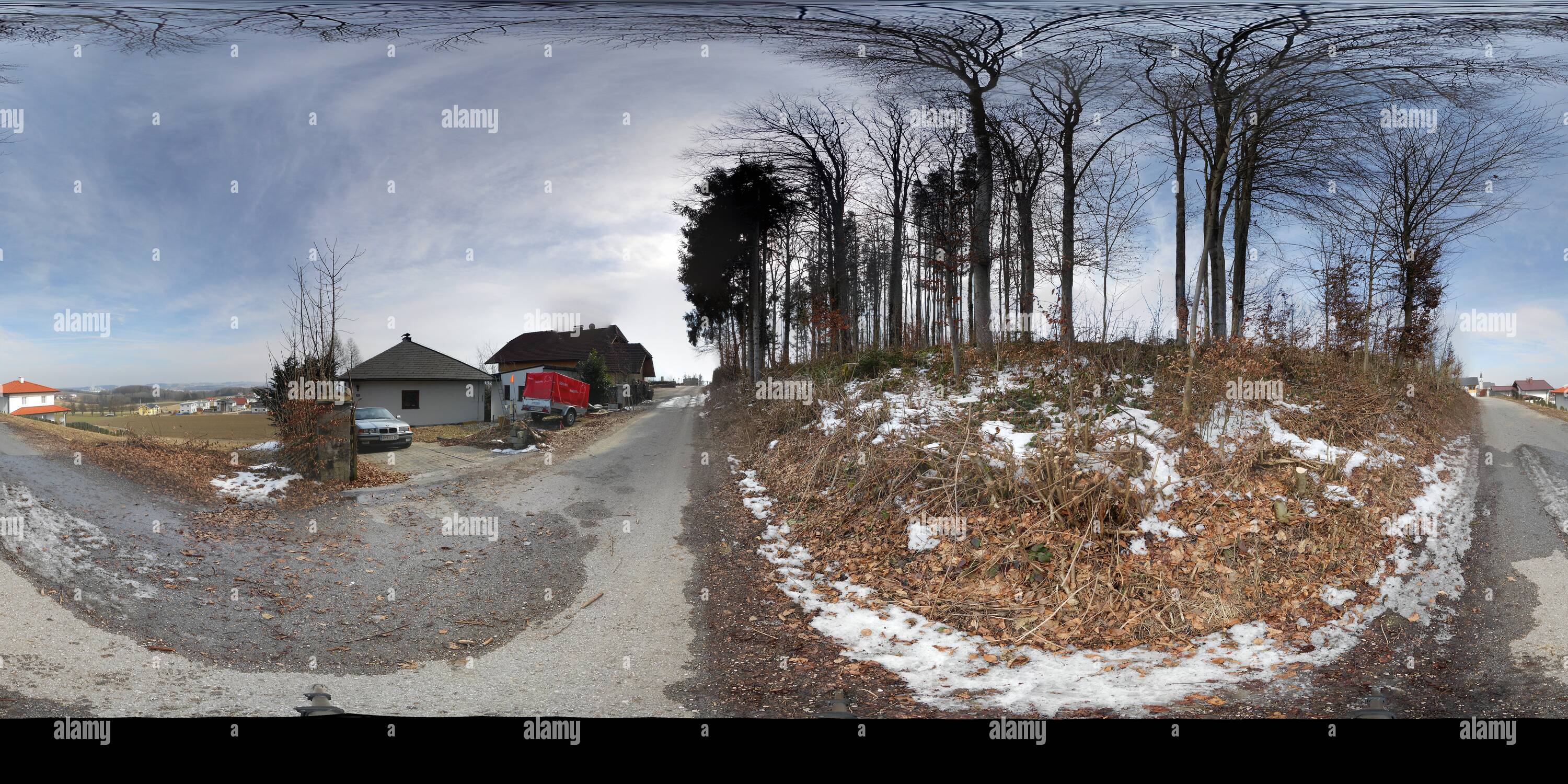 360 Grad Panorama Ansicht von Österreich Ohlsdorf - an der Ehrendorfer Wald. In der Nähe von gmunden Traunsee