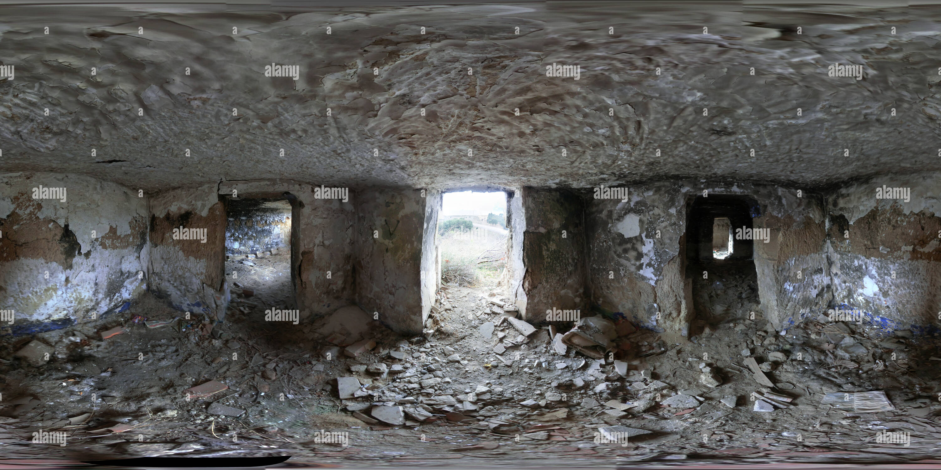 360 Grad Panorama Ansicht von Interieur de las Cuevas de la Punta del Cerro. La Guardia (Toledo)