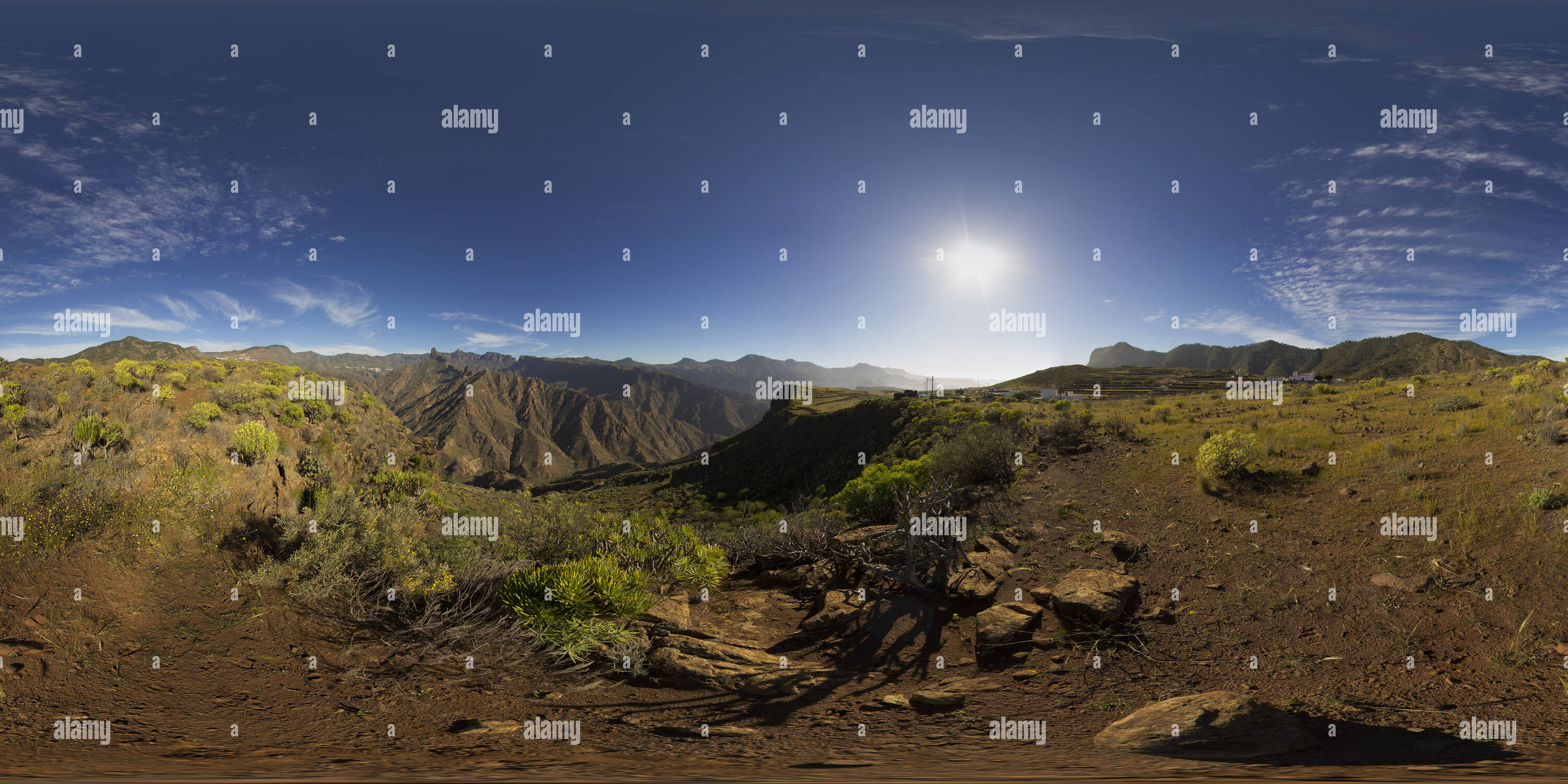 360 Grad Panorama Ansicht von Vega de Acusa, Artenara. Gran Canaria