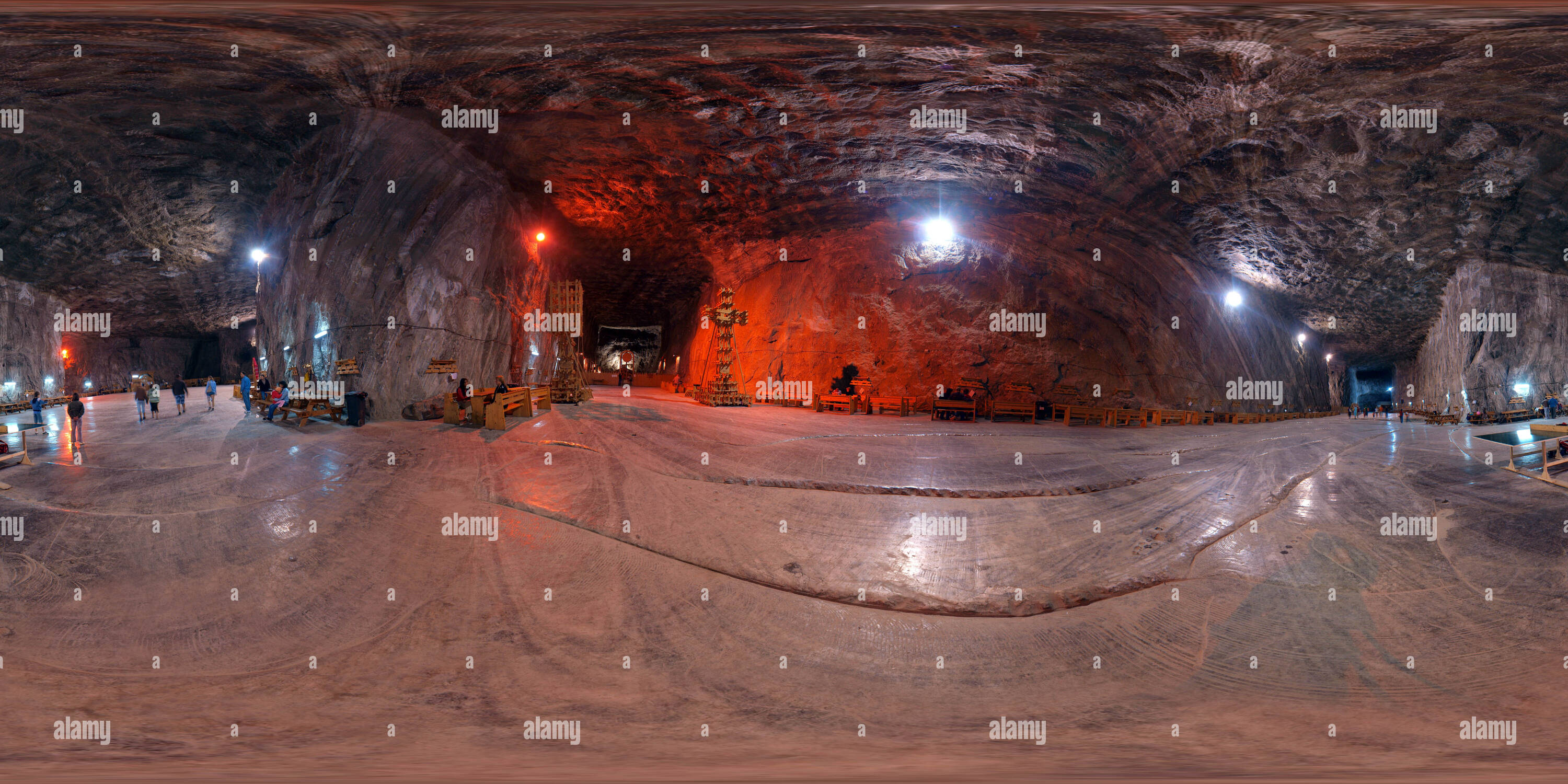 360 Grad Panorama Ansicht von Innerhalb der Praid Salzbergwerk, Rumänien