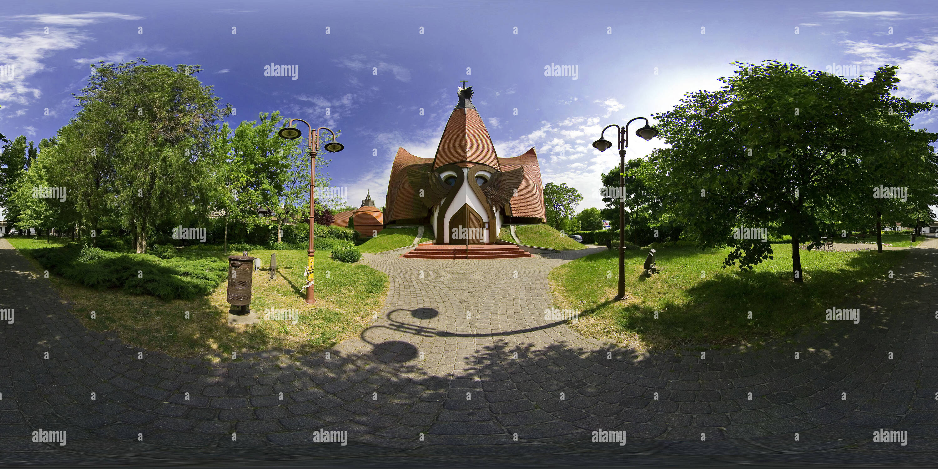 360 Grad Panorama Ansicht von Evangelische Kirche Eingang - Planung Imre Makovecz