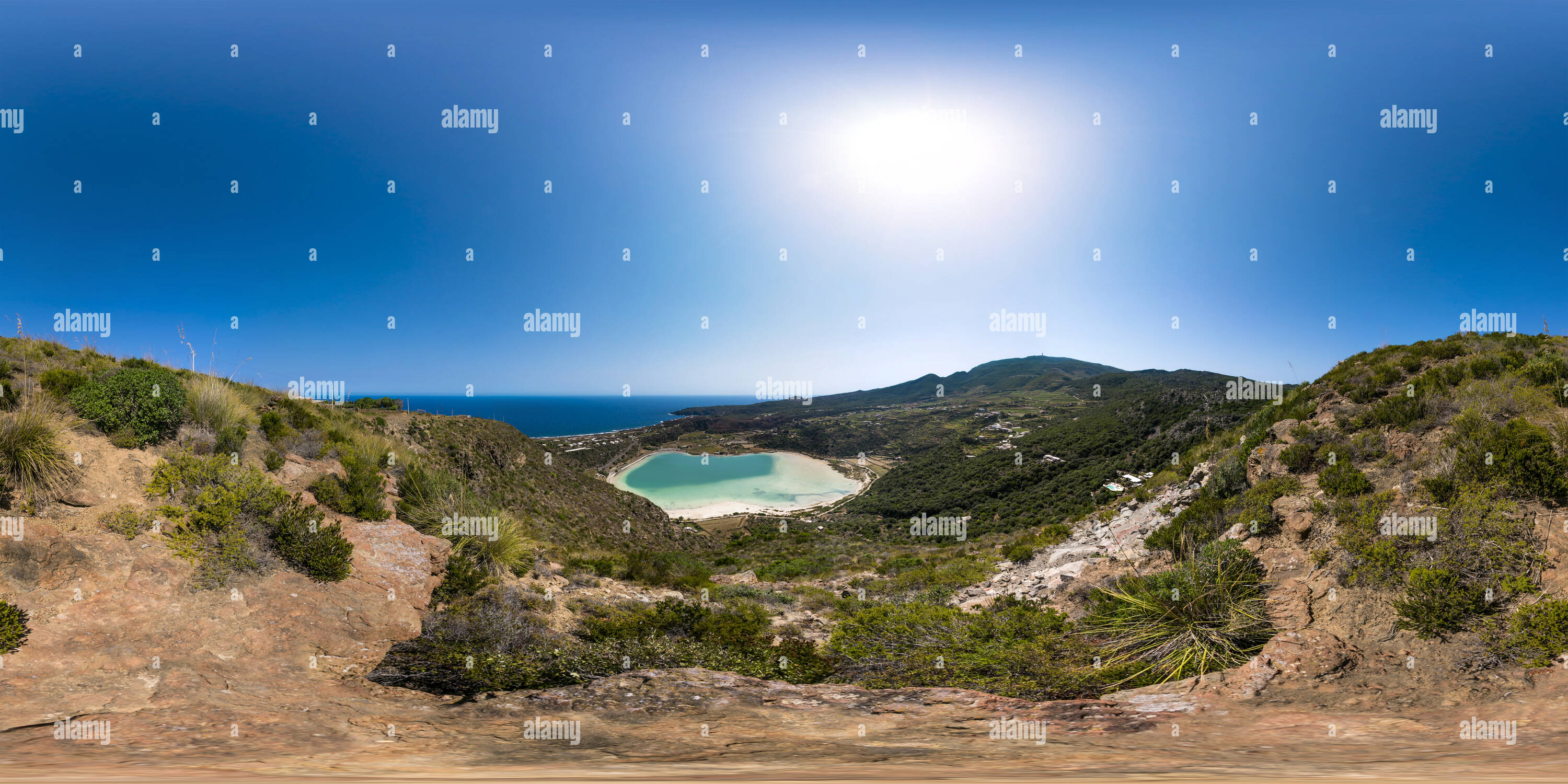 360 Grad Panorama Ansicht von Lago di Venere Pantelleria