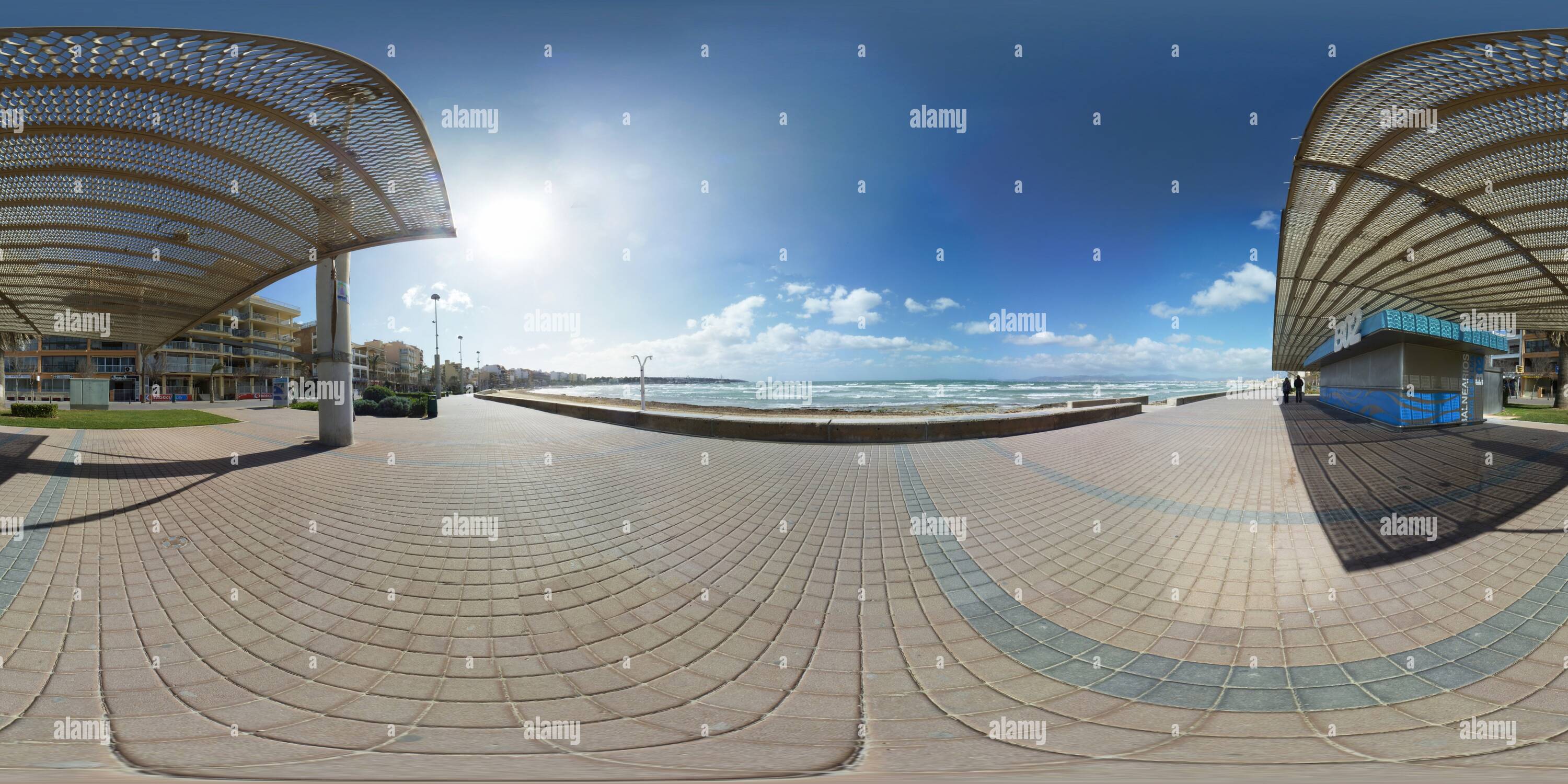 360 Grad Panorama Ansicht von Paseo de El Arenal, Palma de Mallorca (Día)