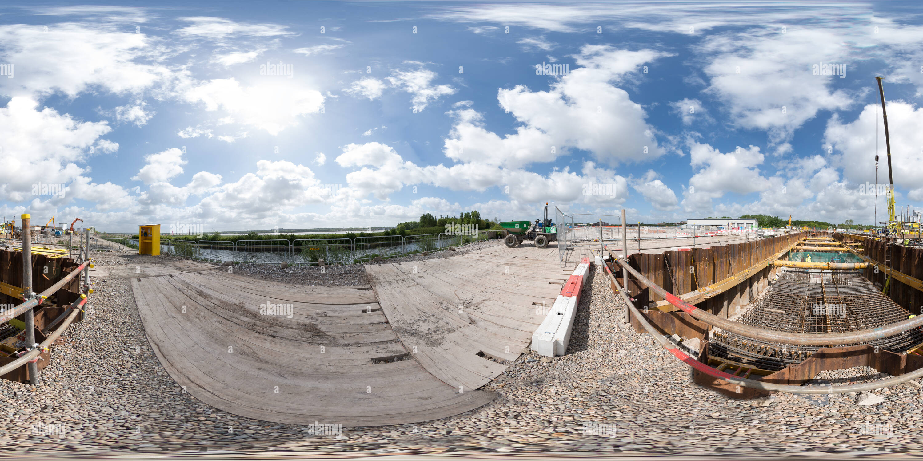 360 Grad Panorama Ansicht von Mersey Gateway Bridge - Nord Abutment Bau
