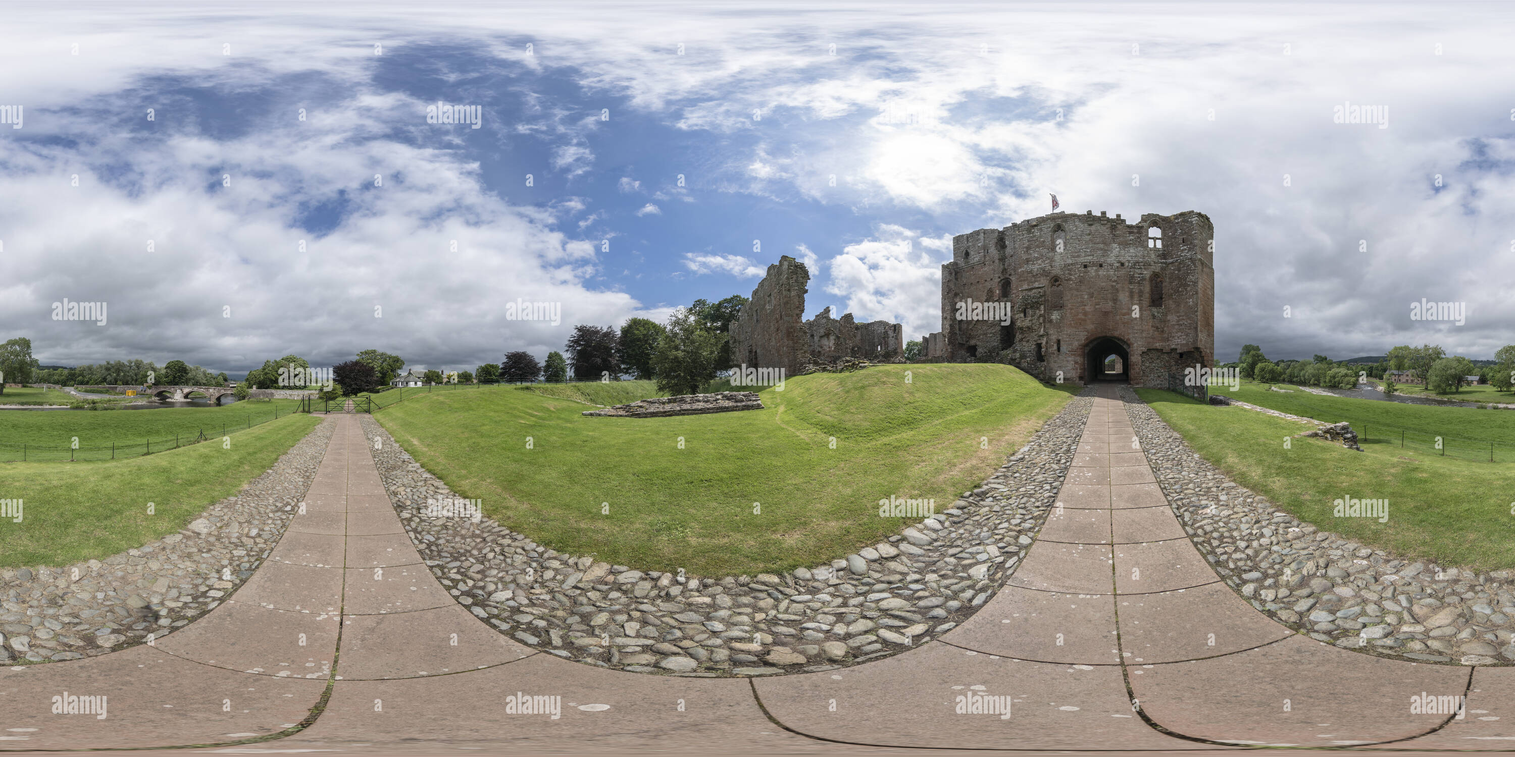 360 Grad Panorama Ansicht von Äußeres Torhaus, Brougham Castle