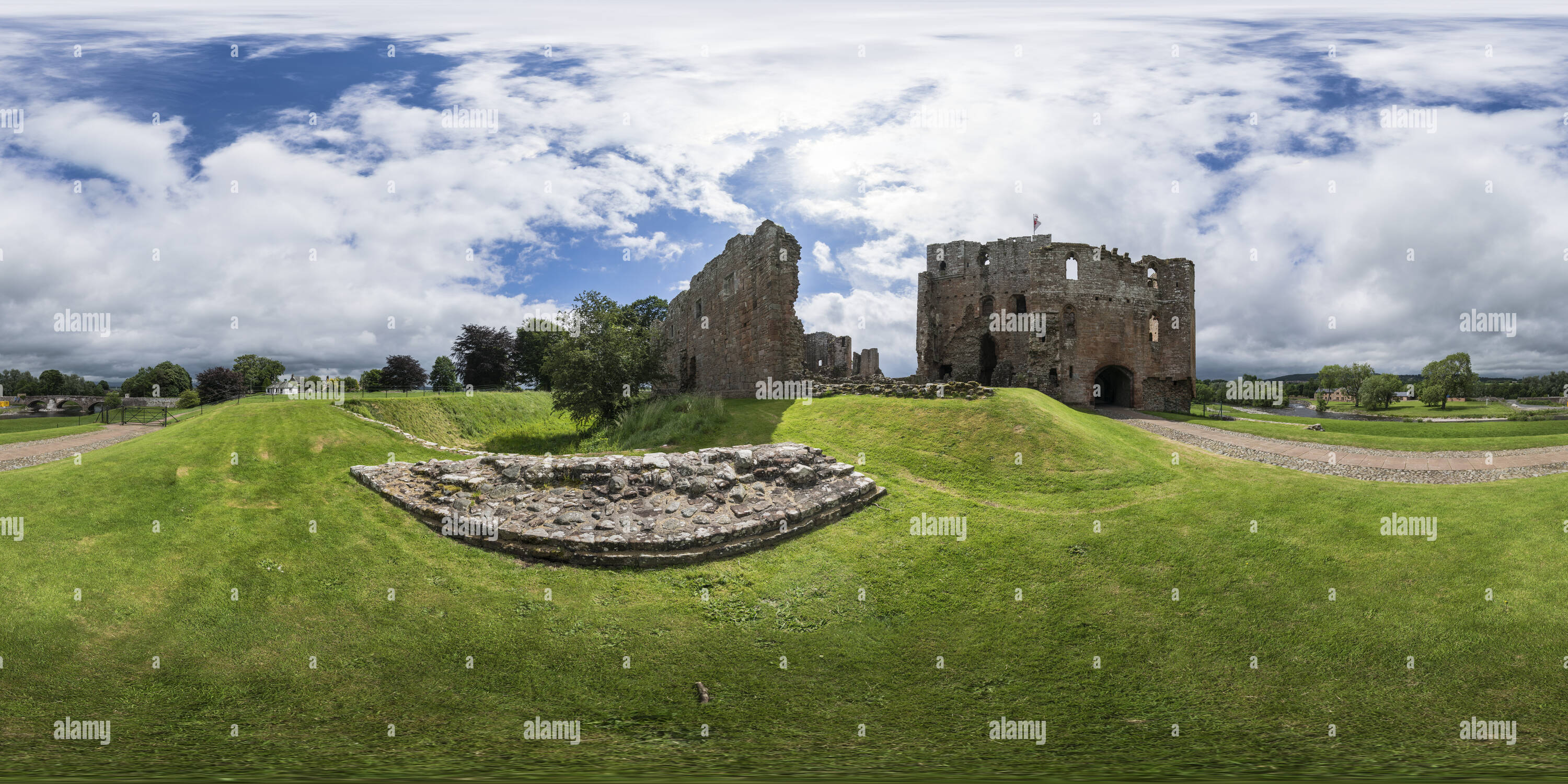 360 Grad Panorama Ansicht von Brougham Castle, Cumbria