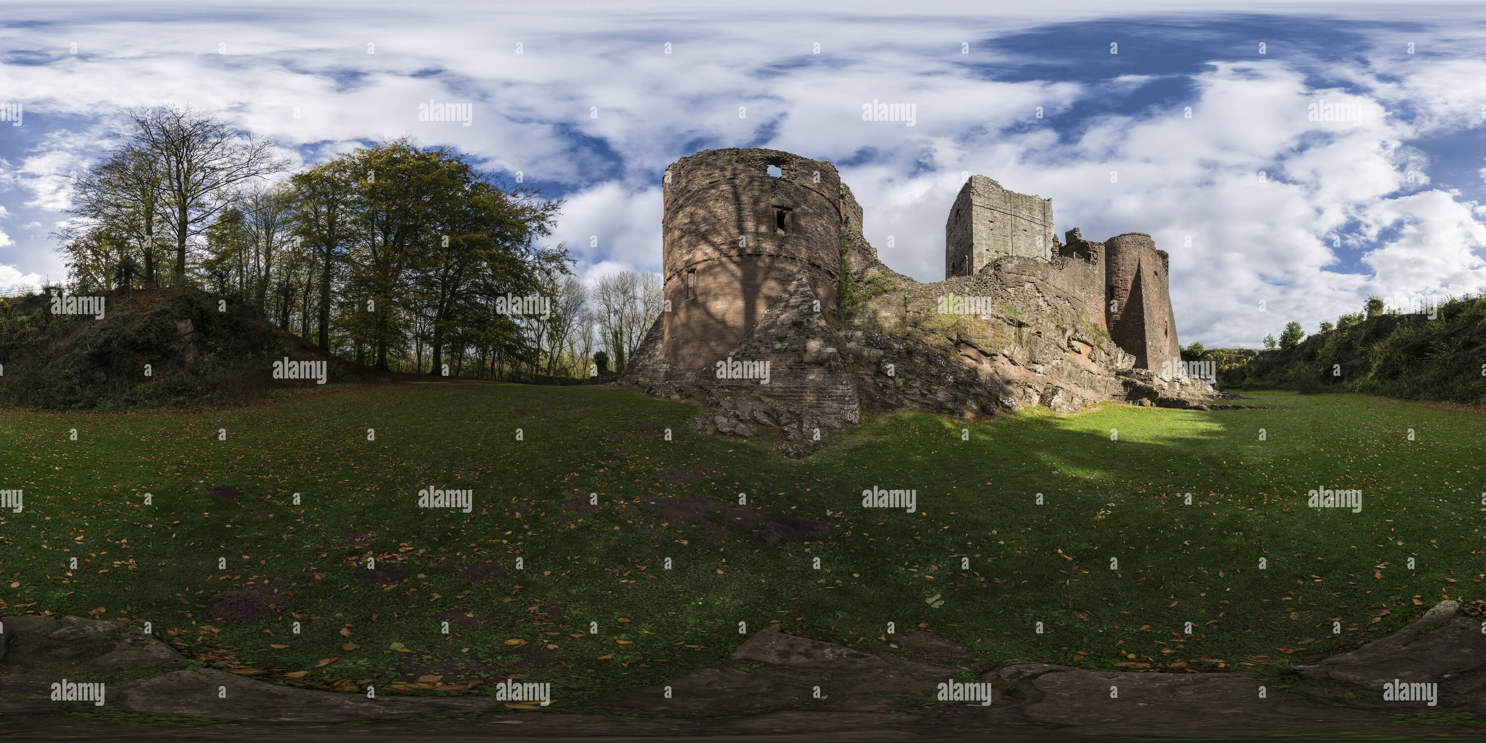 360 Grad Panorama Ansicht von Goodrich Castle Ruins, Herefordshire