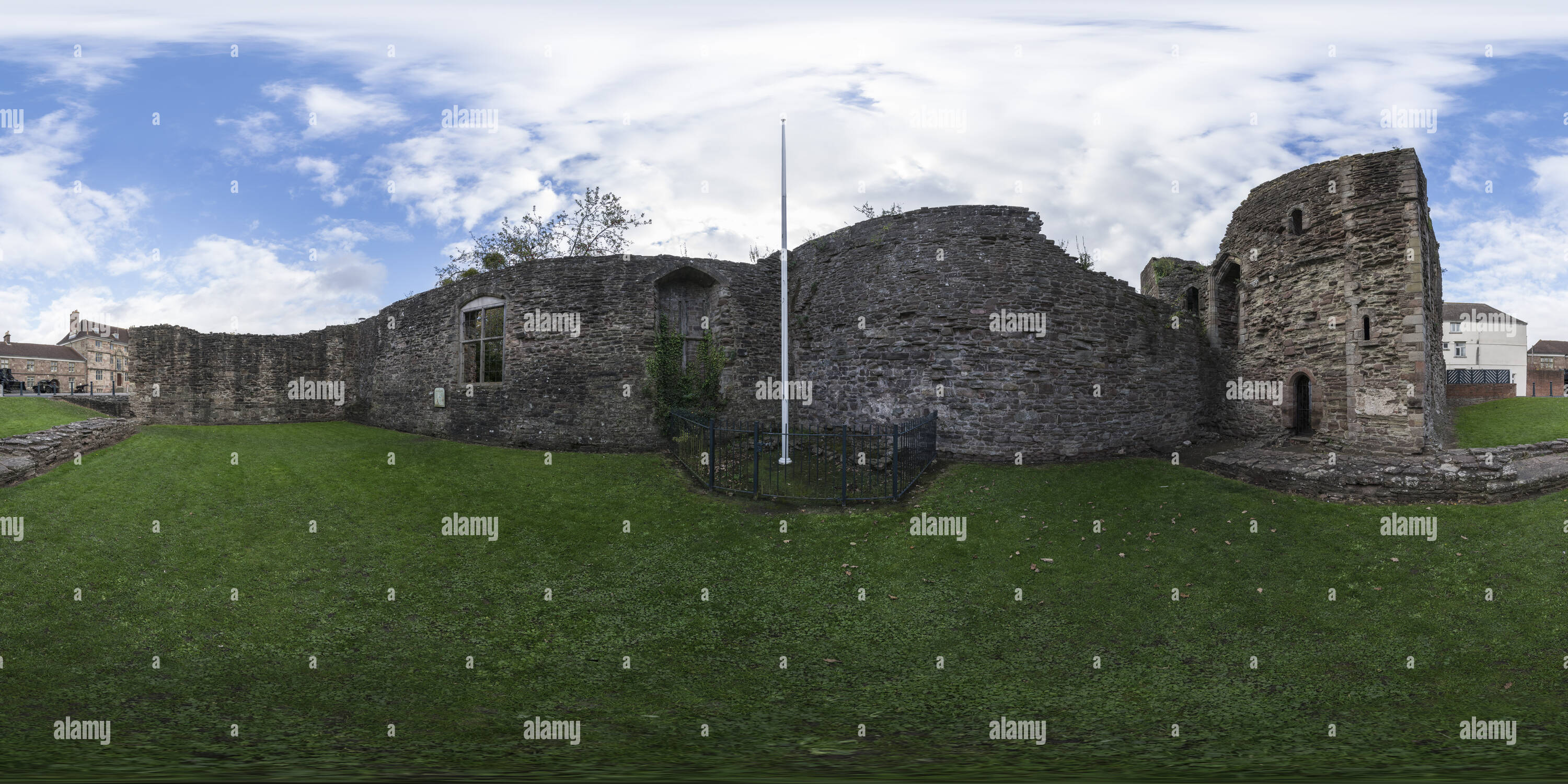 360 Grad Panorama Ansicht von Monmouth Schloss, Monmouthshire