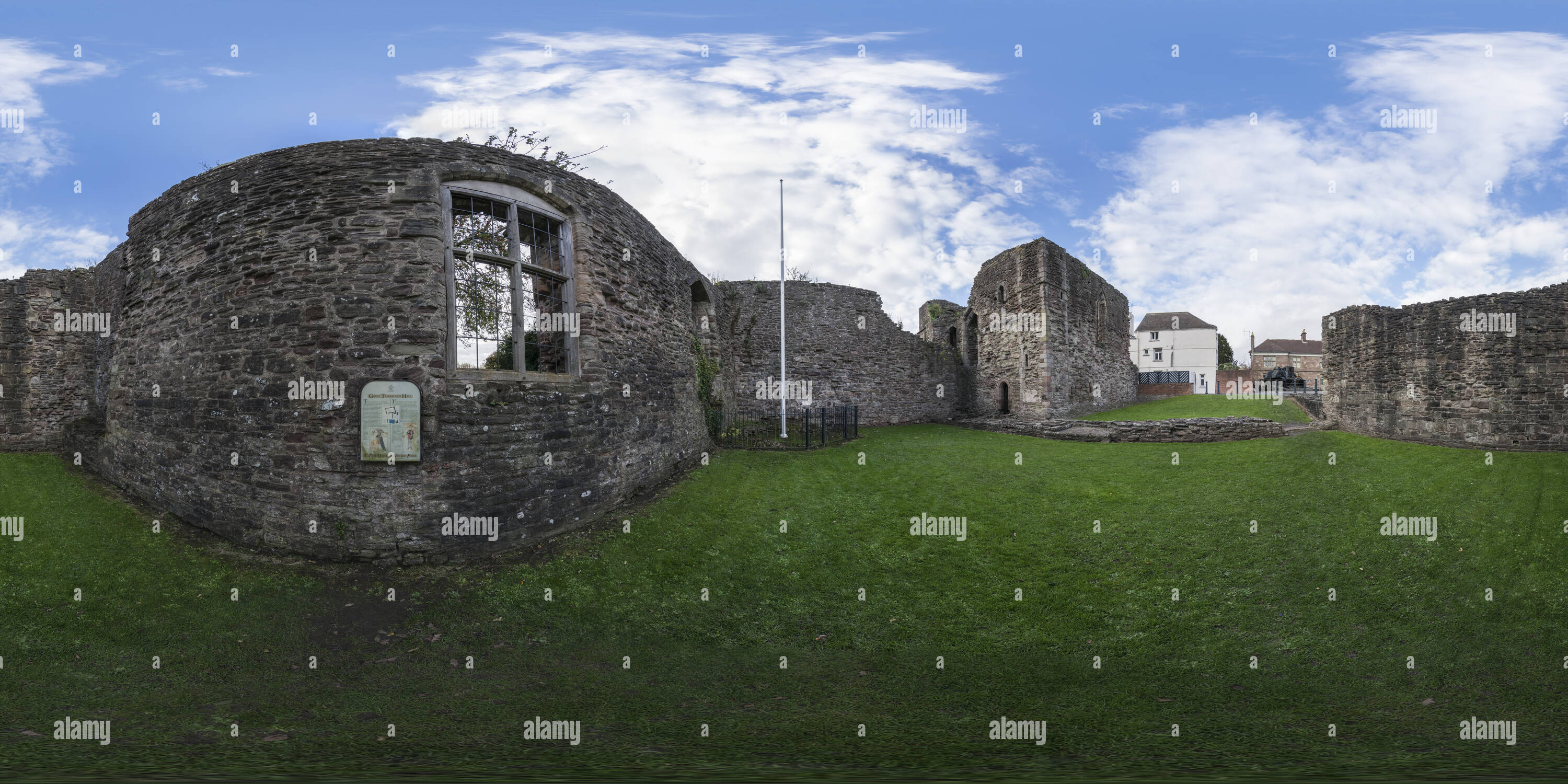 360 Grad Panorama Ansicht von Große Turm und Halle, Monmouth Schloss