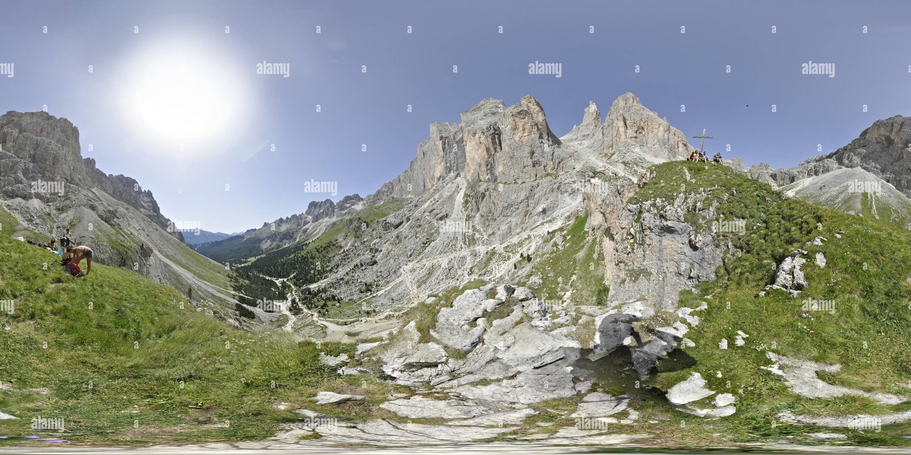 360 Grad Panorama Ansicht von Rifugio Vajolet, Dolomiti