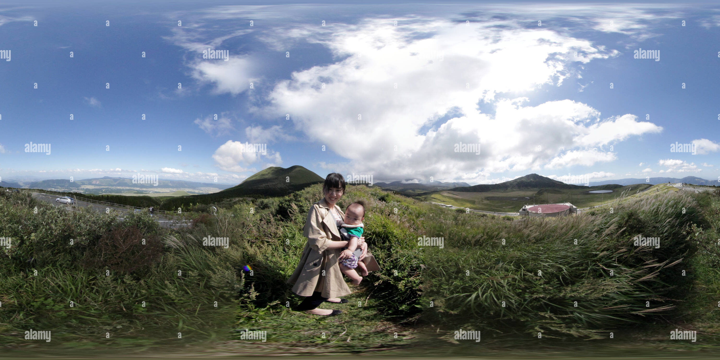 360 Grad Panorama Ansicht von Mt.Aso kusasenri