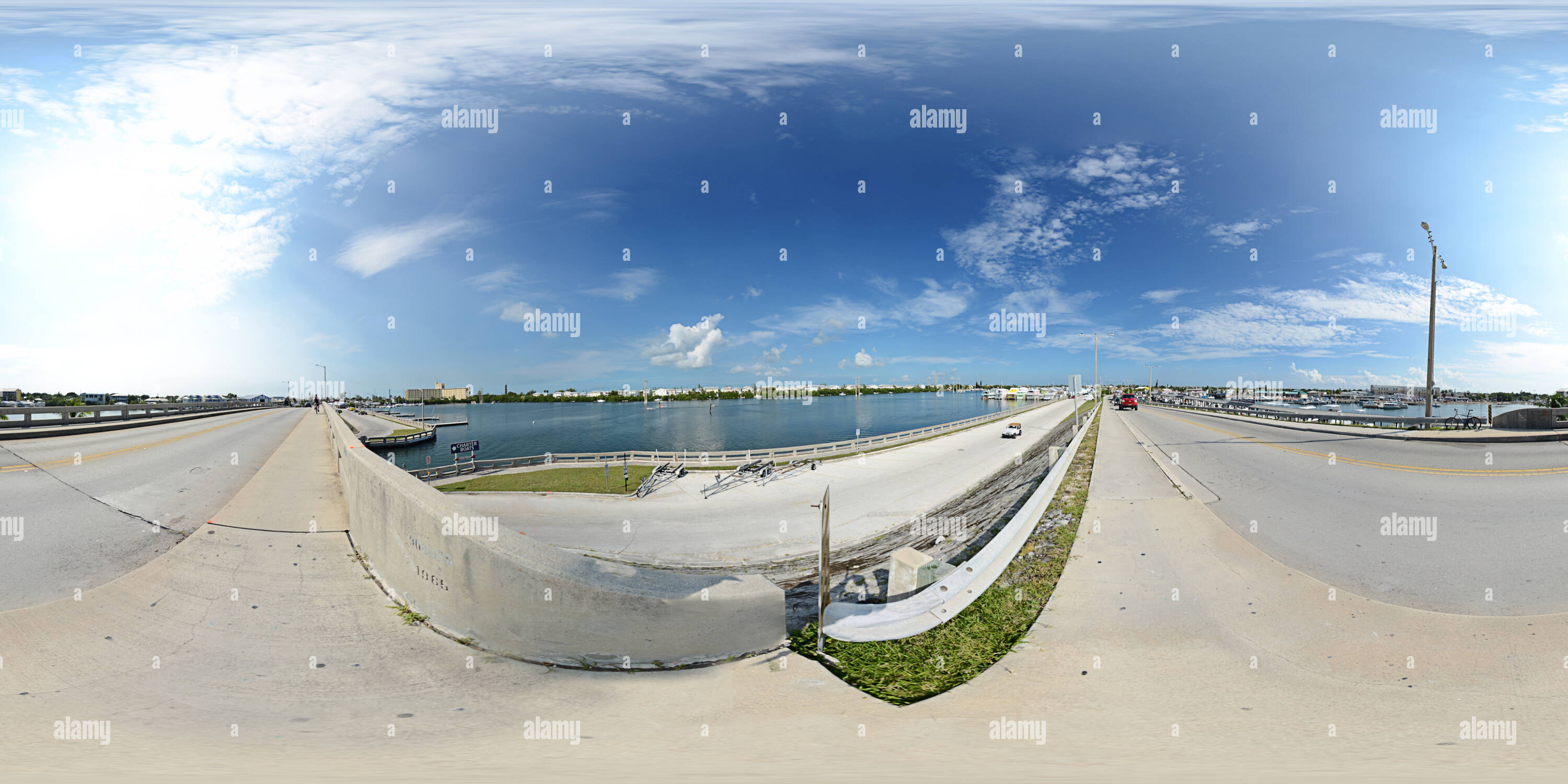 360 Grad Panorama Ansicht von Key West Bight von der Brücke Palm Ave