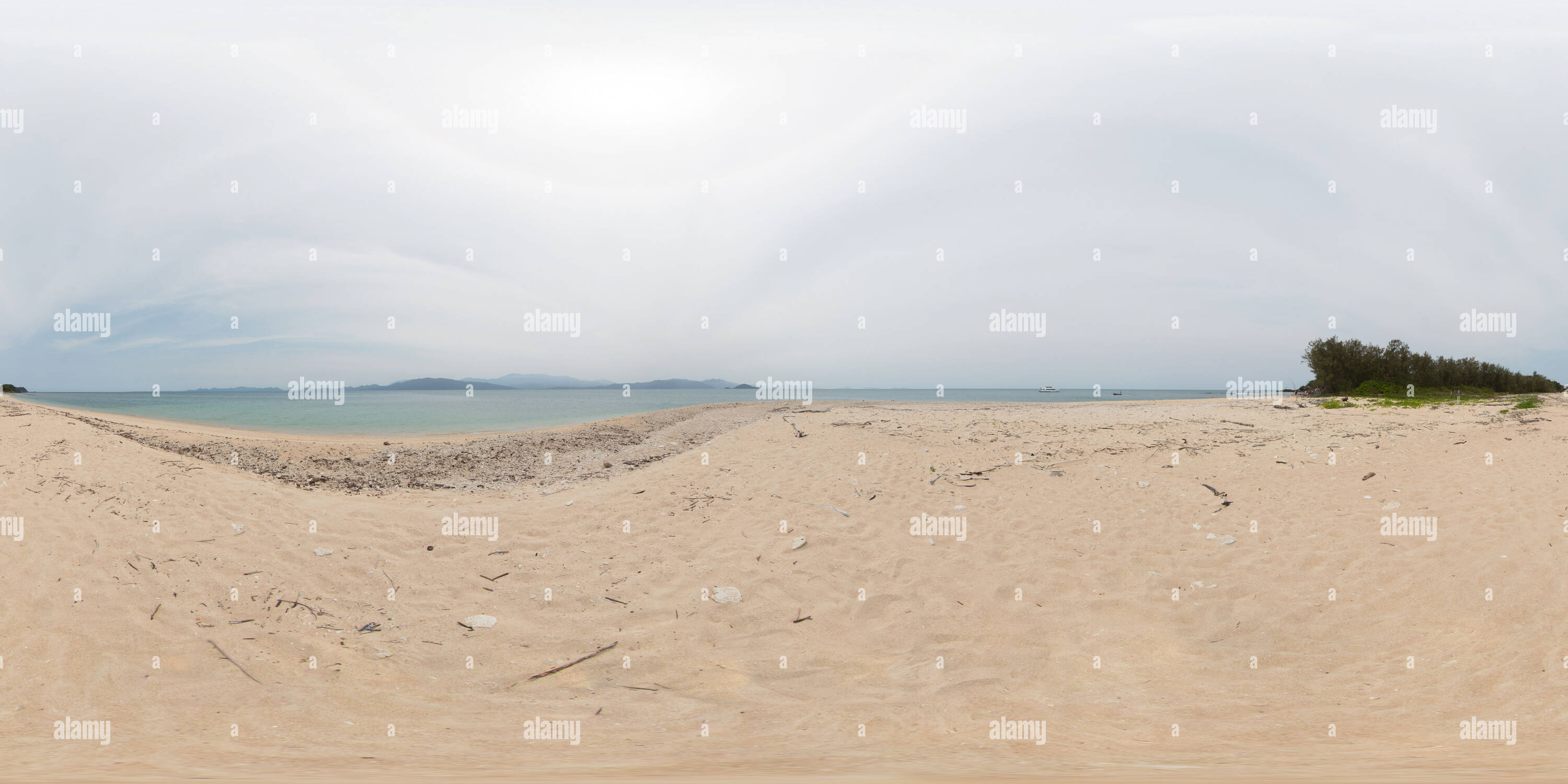 360 Grad Panorama Ansicht von Sandstrand auf der Normanby Insel