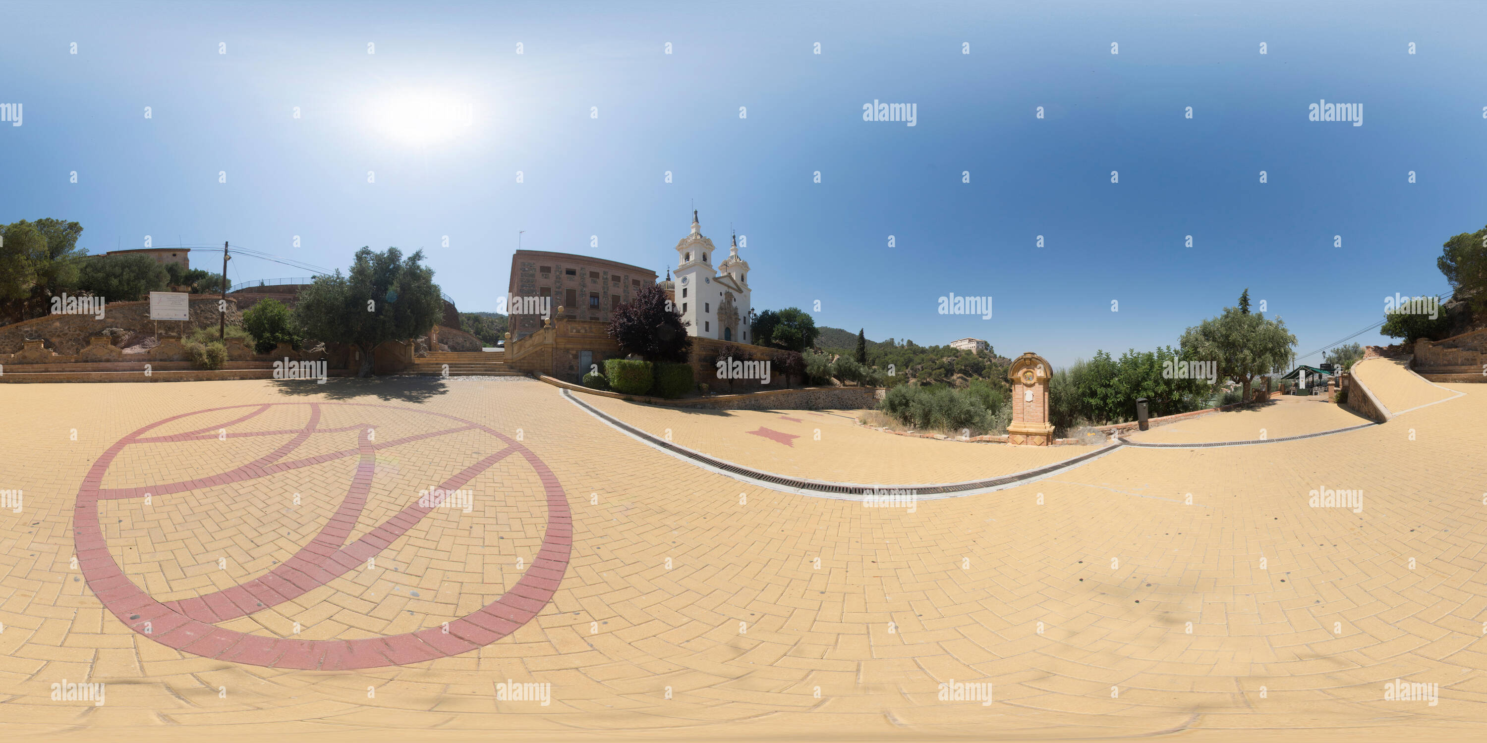 360 Grad Panorama Ansicht von 360° Panorama Bild des Santuario de la Fuensanta oder Heiligtum Unserer Lieben Frau von den heiligen Brunnen in Algezares, Murcia, Spanien