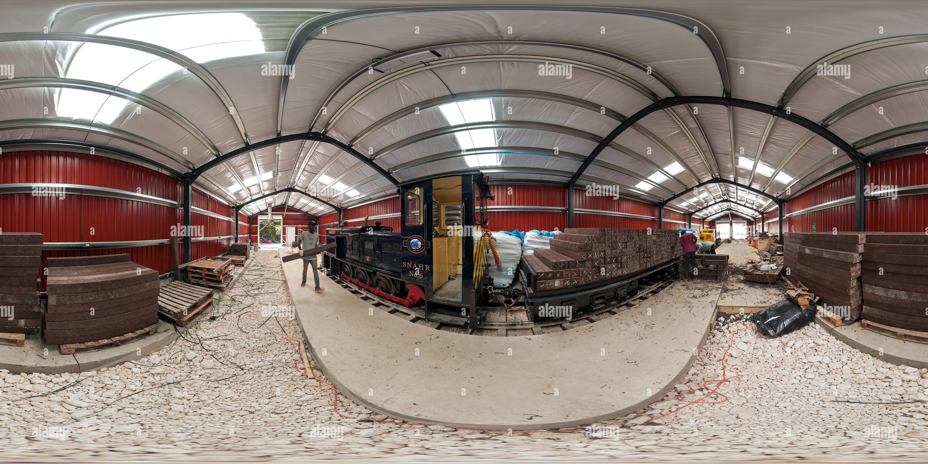 360 Grad Panorama Ansicht von St. Nicholas Abbey - Vorbereiten von Bahnschwellen in Halle