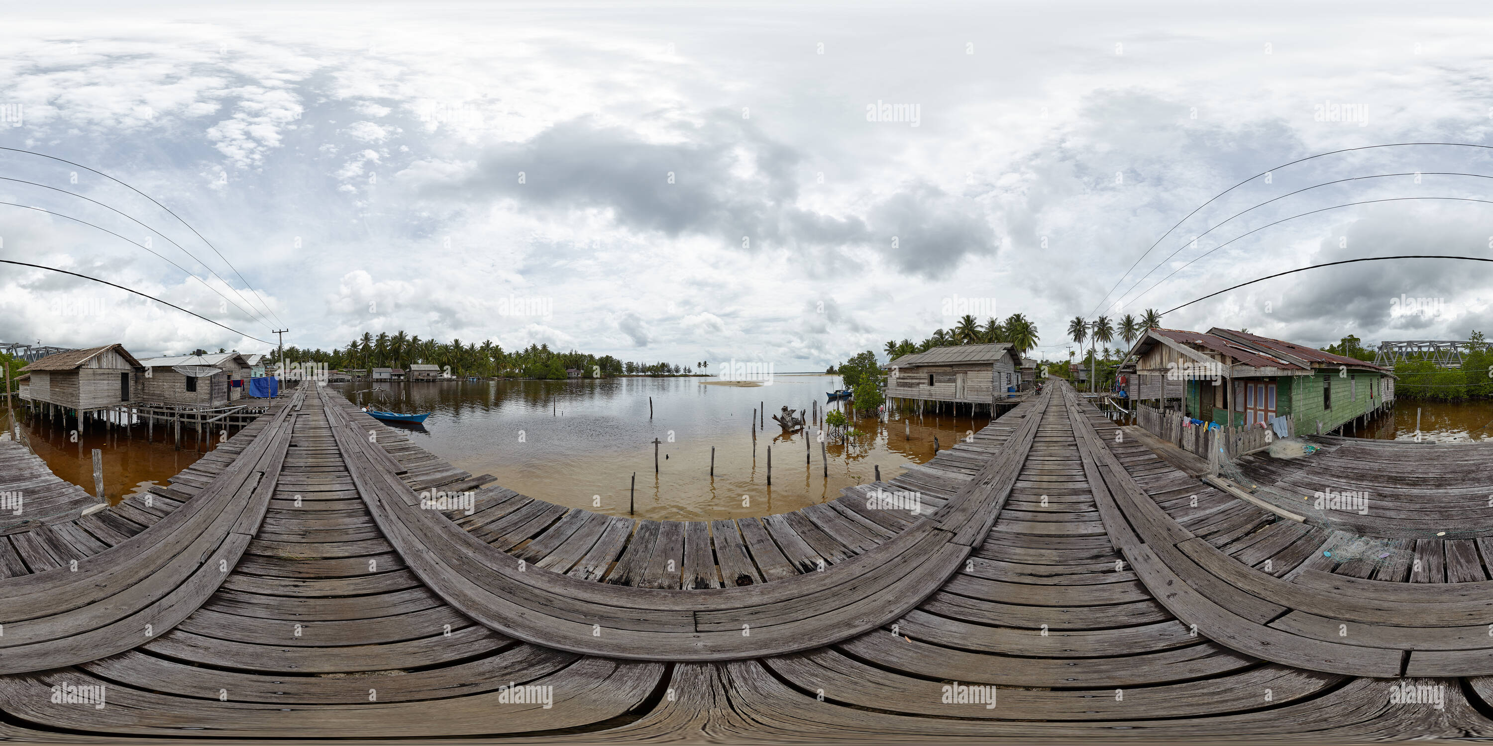 360 Grad Panorama Ansicht von Mangrove Village, Natuna Besar, Indonesien