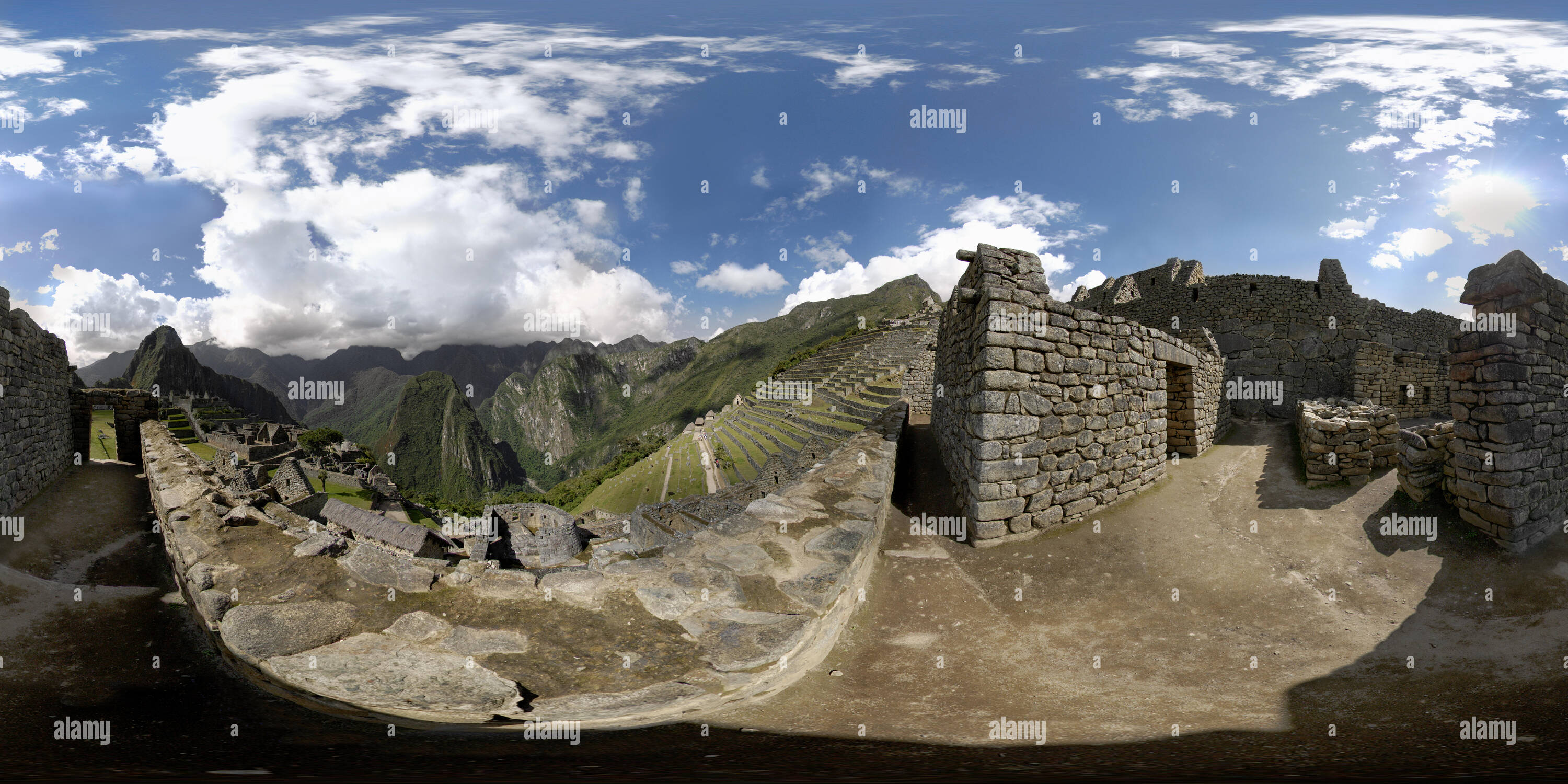 360 Grad Panorama Ansicht von Der Bereich für die Adligen - Machu Picchu, Peru
