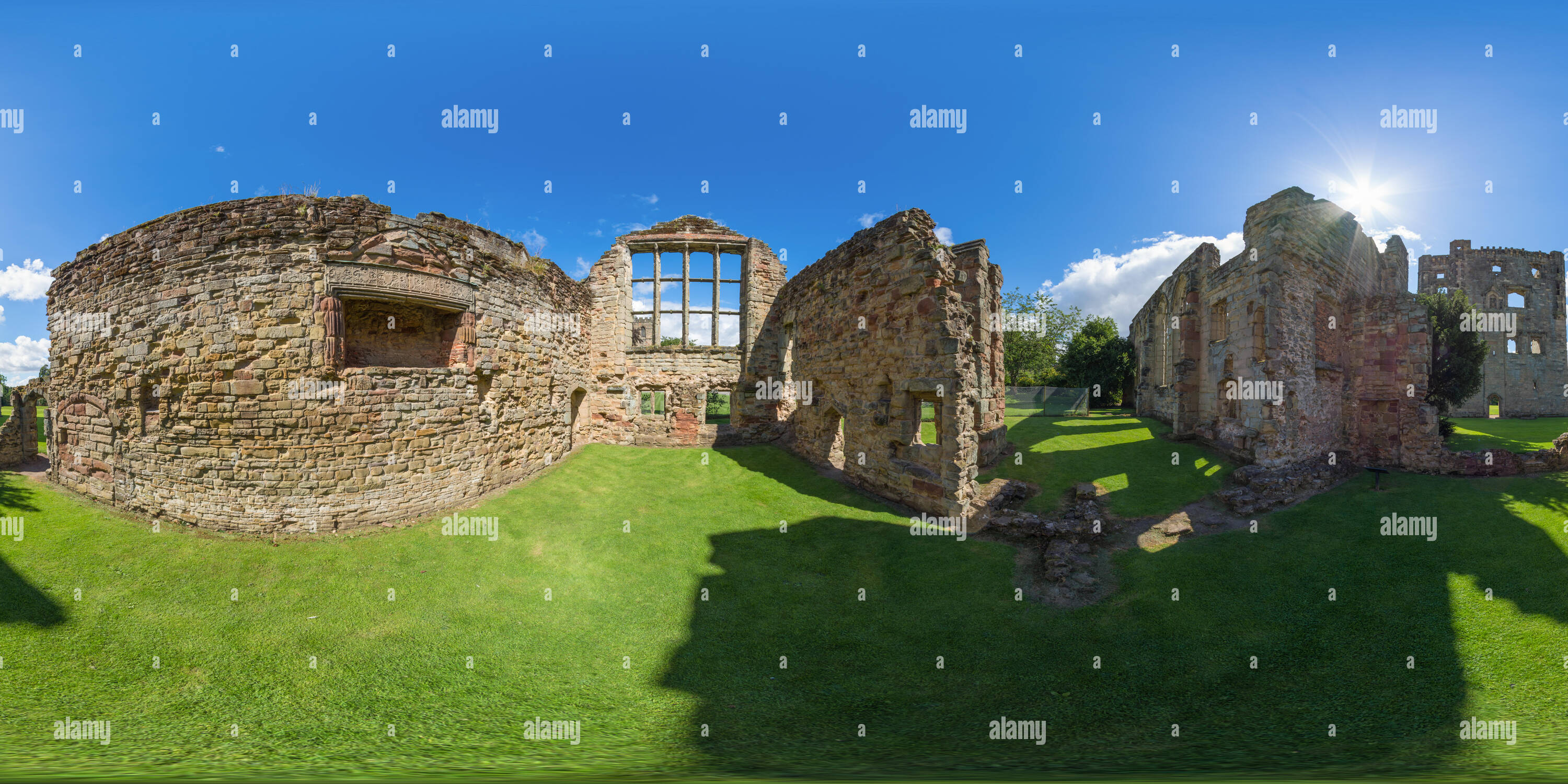 360 Grad Panorama Ansicht von Ashby Burgruinen, Leicestershire, Großbritannien