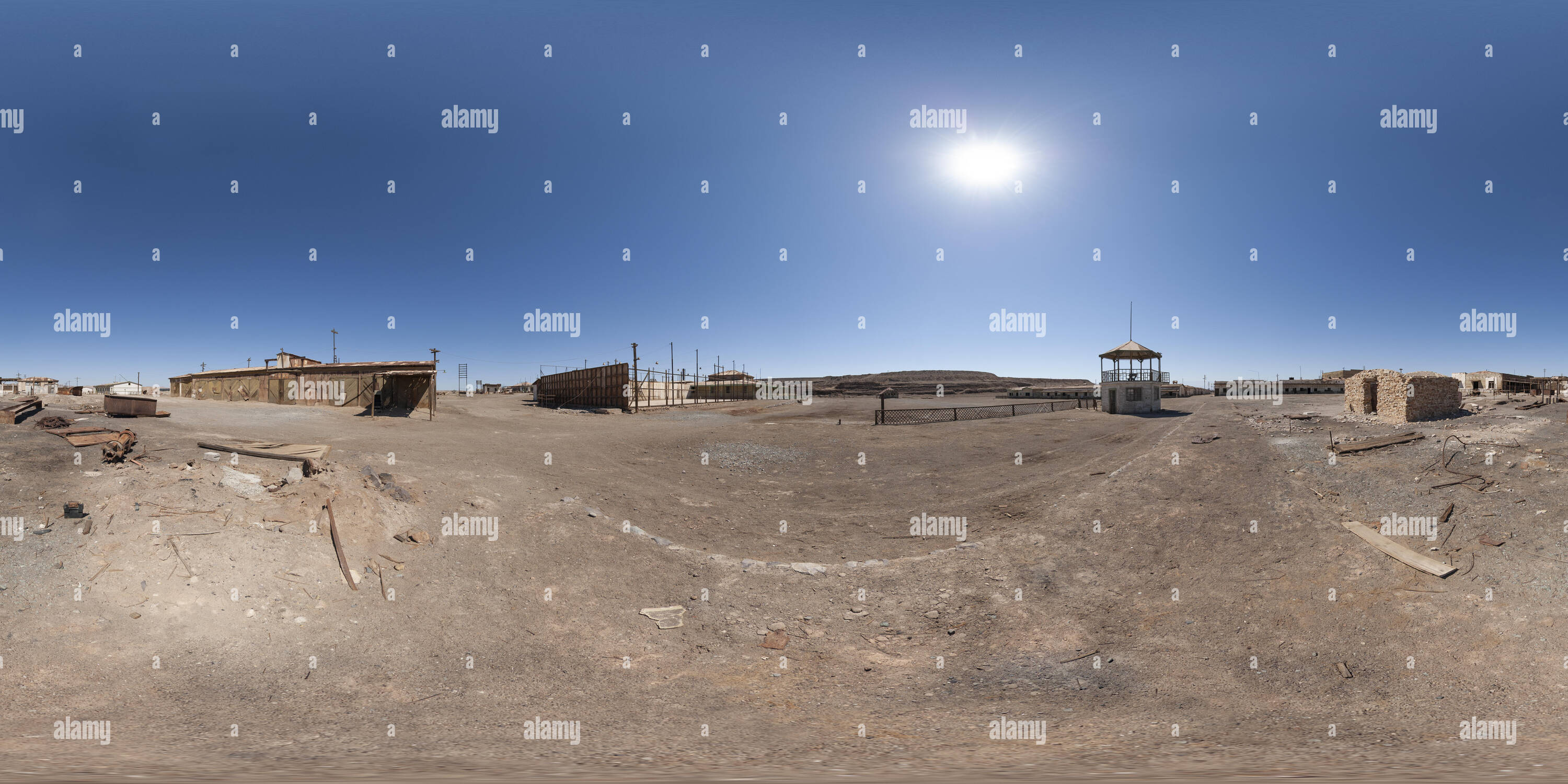 360 Grad Panorama Ansicht von Humberstone Salpeter arbeitet, Chile