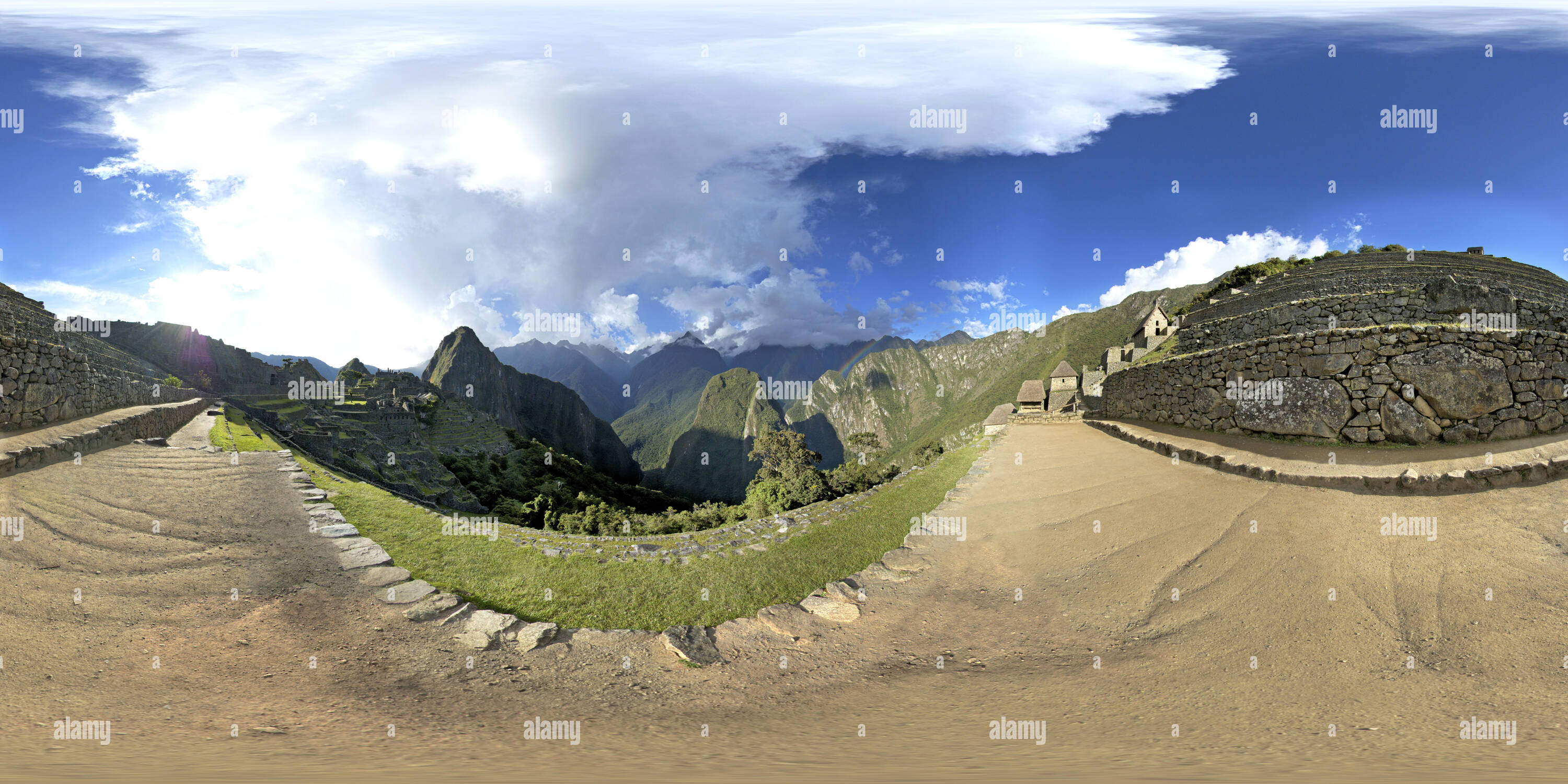 360 Grad Panorama Ansicht von Der Anbau Terrassen in Machu Picchu, Peru