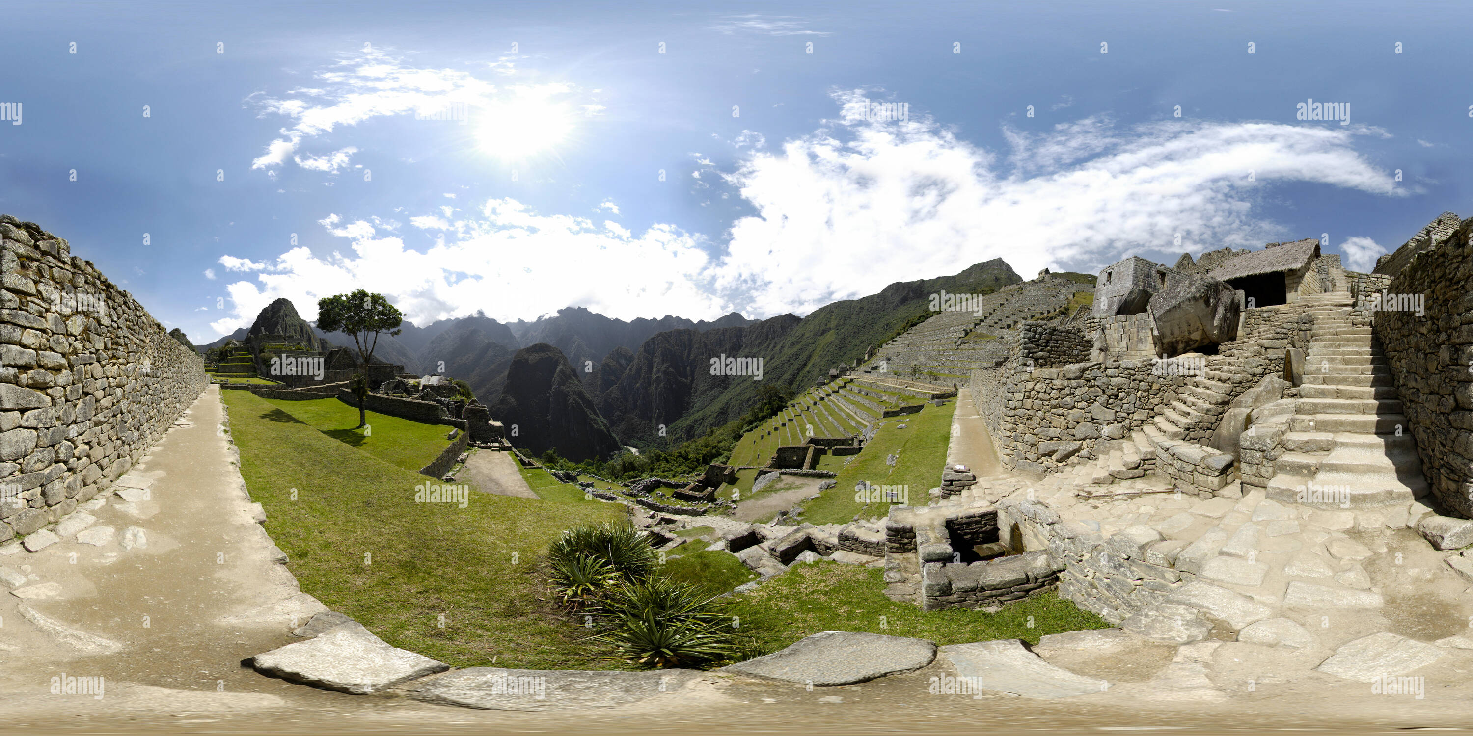 360 Grad Panorama Ansicht von Die zeremonielle Bäder - Machu Picchu, Peru