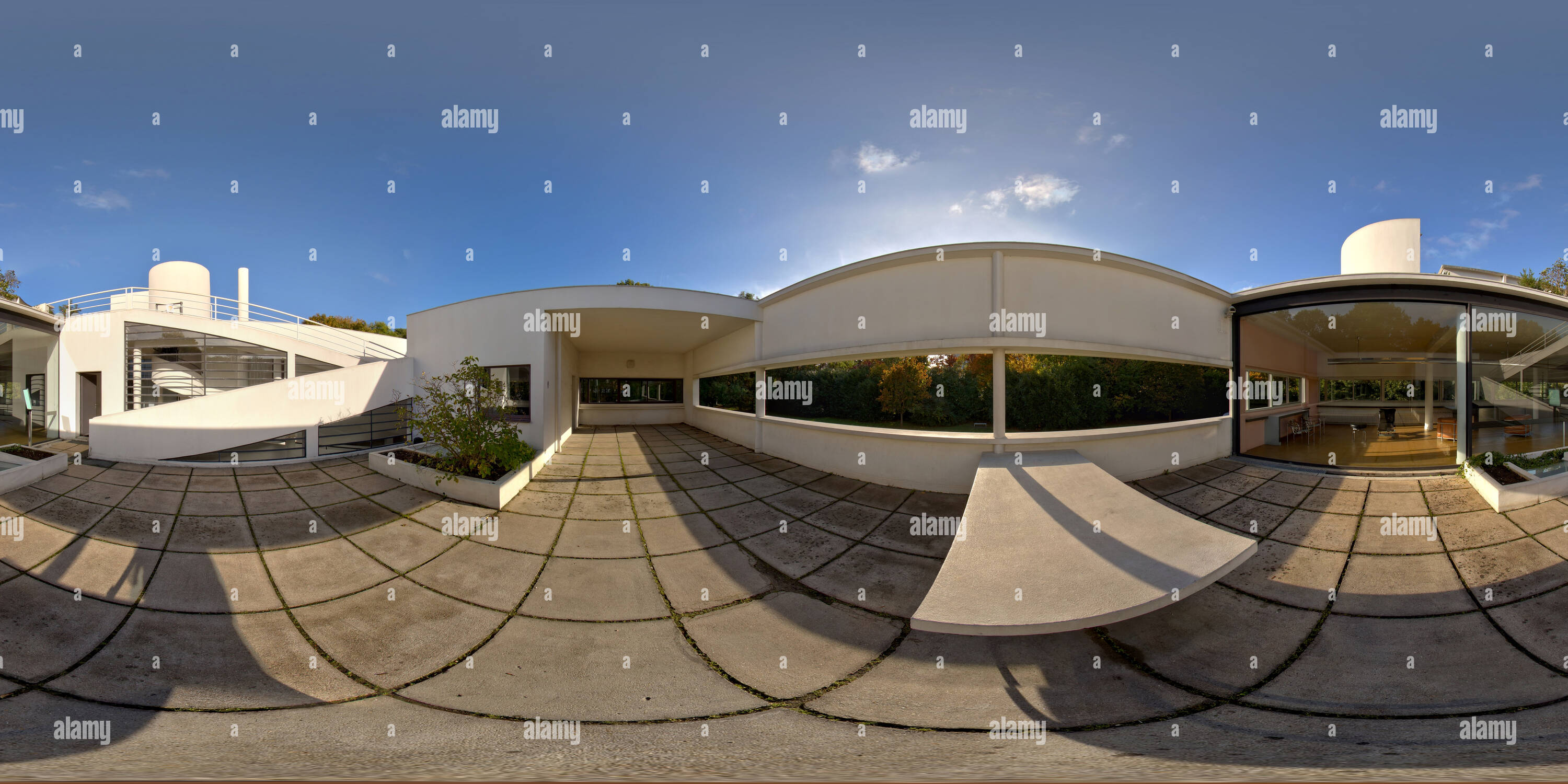 360 Grad Panorama Ansicht von Le Corbusier, Villa Savoye, Poissy, Frankreich