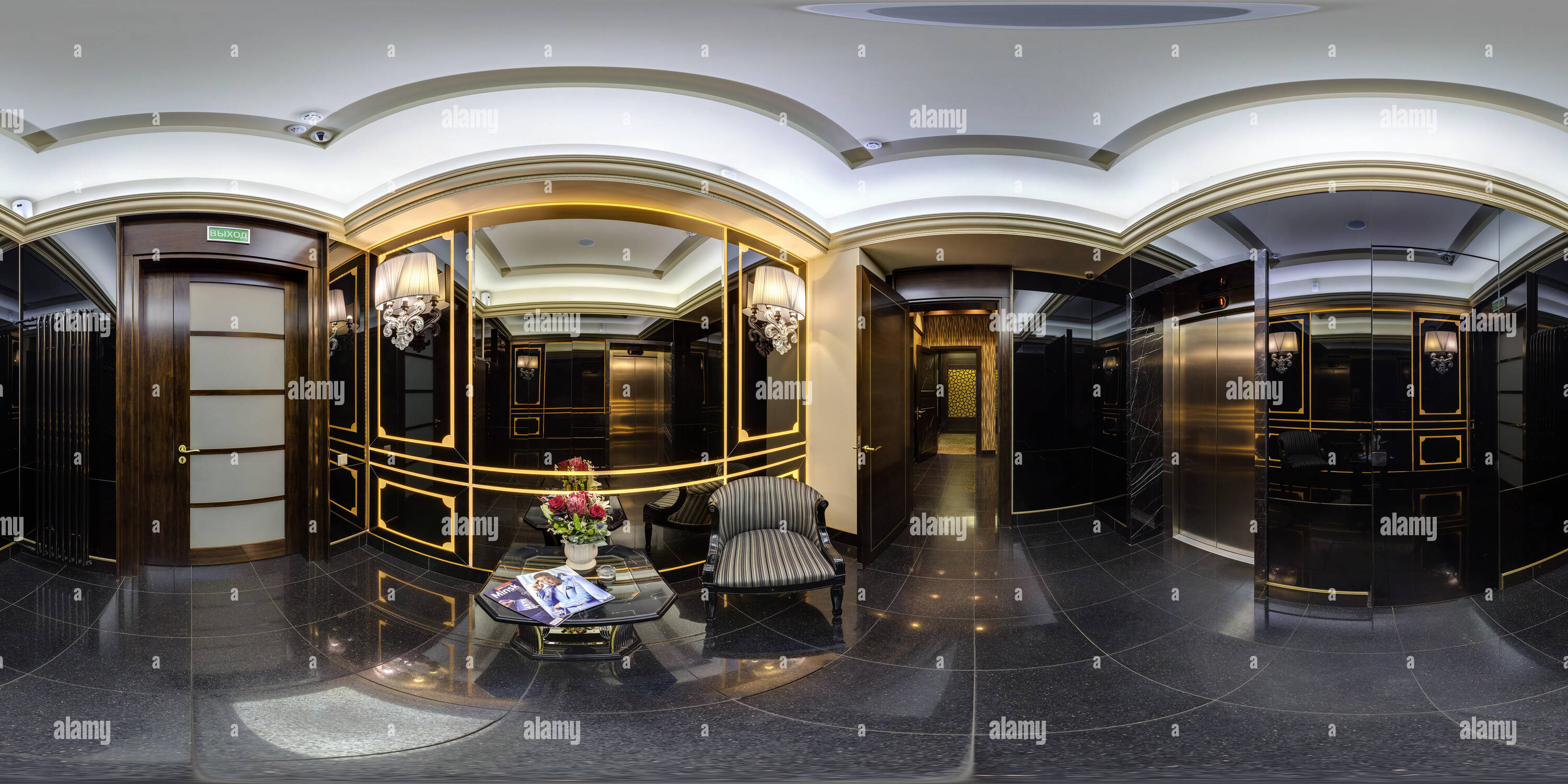 360 Grad Panorama Ansicht von MINSK, Weißrussland - OKTOBER 6, 2016: Panorama in VIP-Toiletten in Elite luxus Casino. 360 von 180 Grad nahtlose sphärischen Panoramas in equirectangu