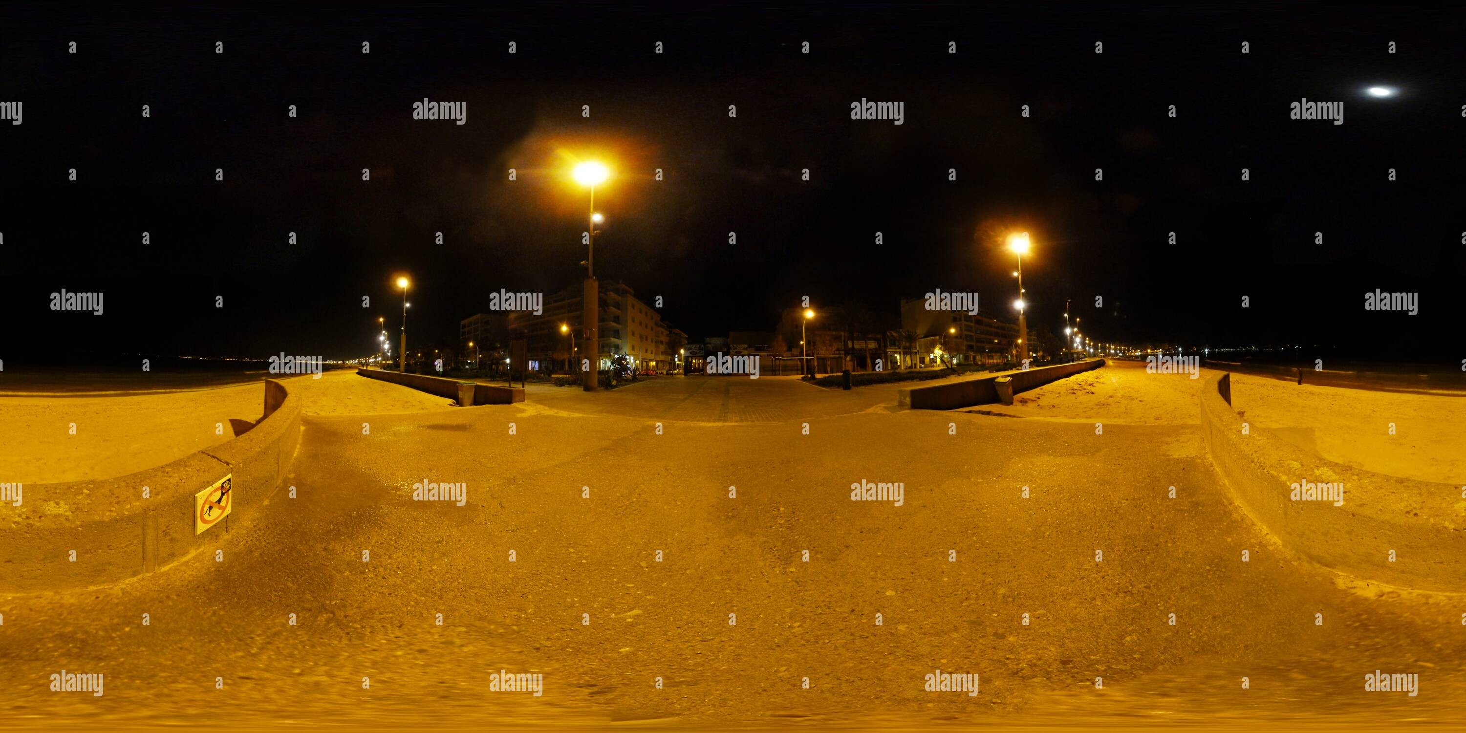 360 Grad Panorama Ansicht von Paseo de El Arenal, Palma de Mallorca (noche)