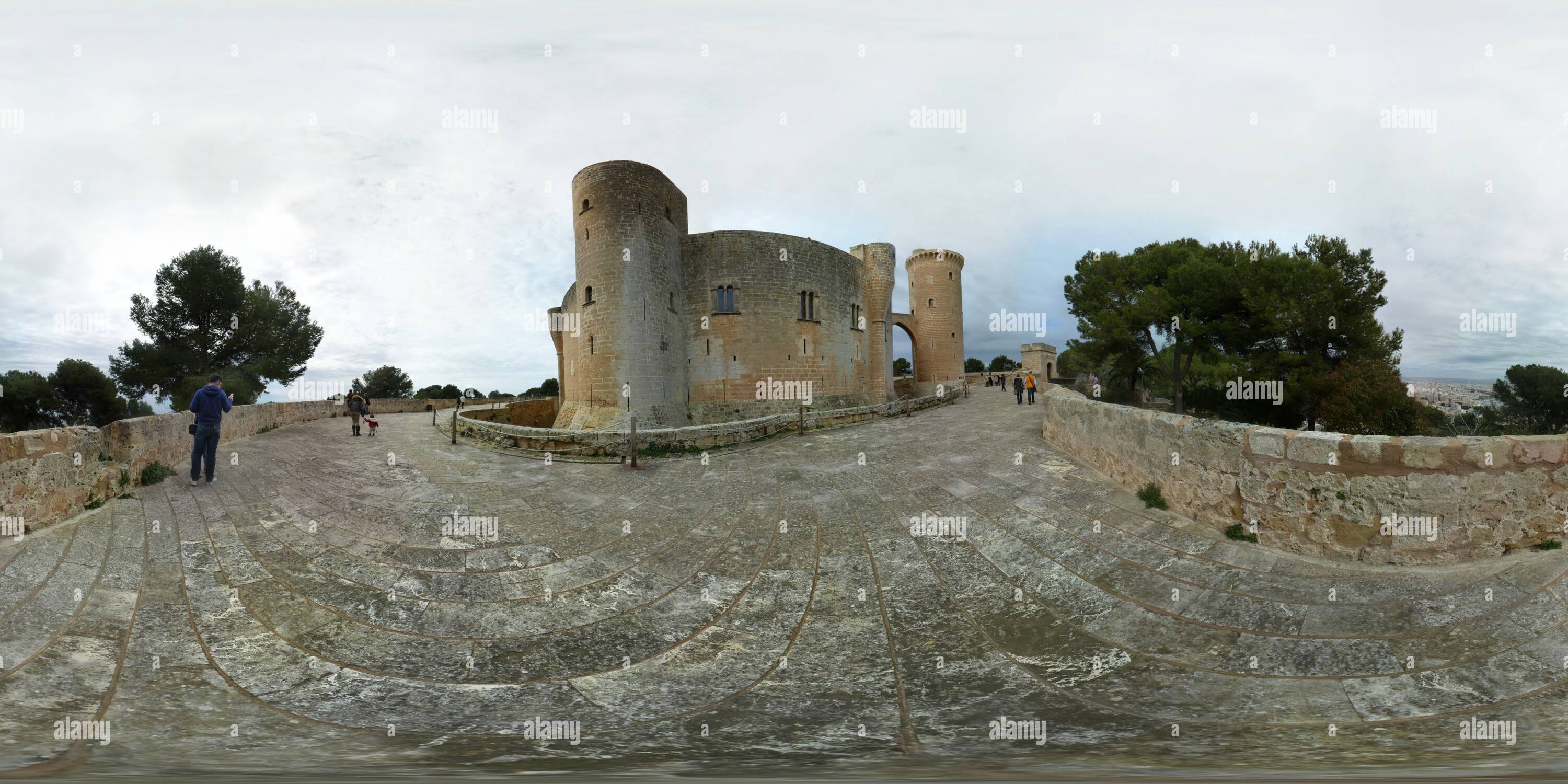 360 Grad Panorama Ansicht von Castillo de Bellver (außen), Palma de Mallorca