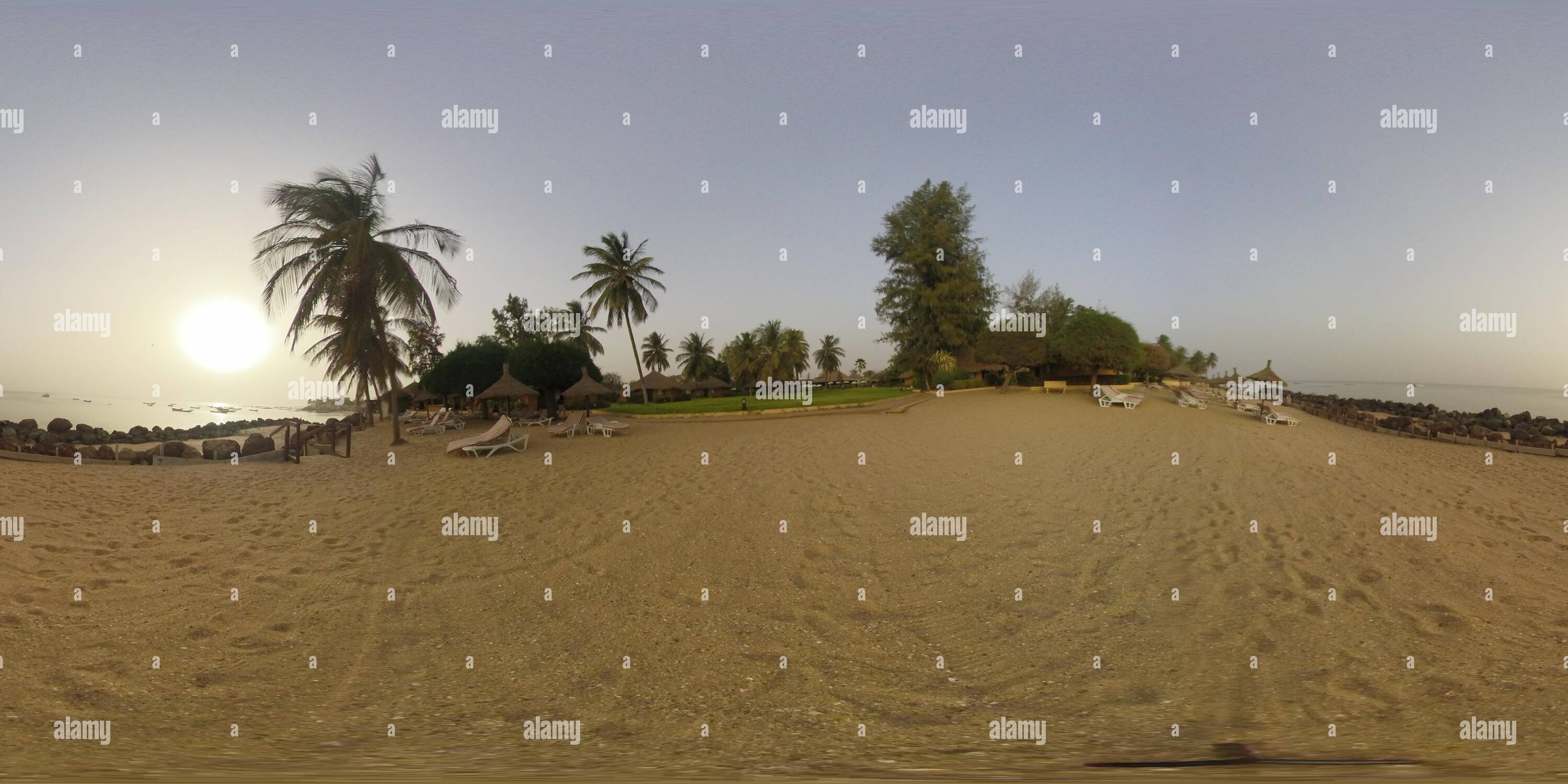 360 Grad Panorama Ansicht von M'Bour, Senegal, 12. März 2019: 360 Bild von Vacation Resort am Meer