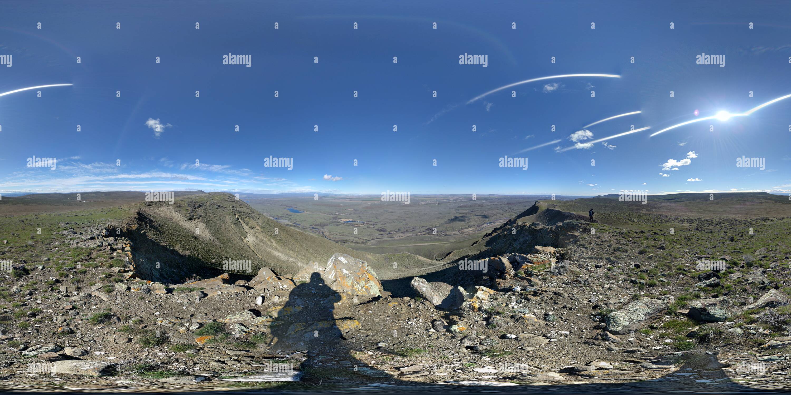 360 Grad Panorama Ansicht von Oben Crab Creek auf dem Sattel Mt in Eastern Washington